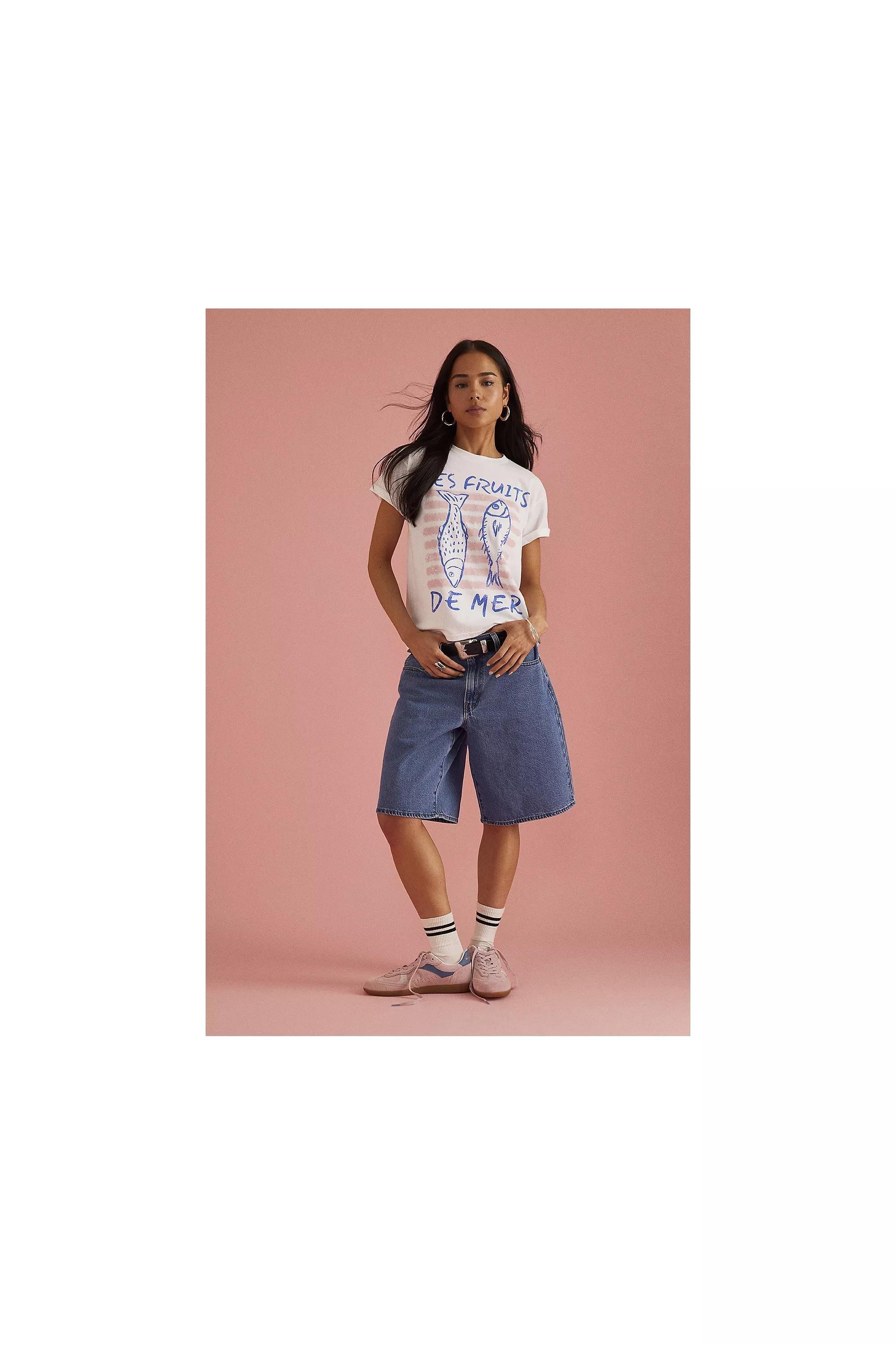 Anthropologie Graphic Print T-Shirt, White, A501_0010, medium