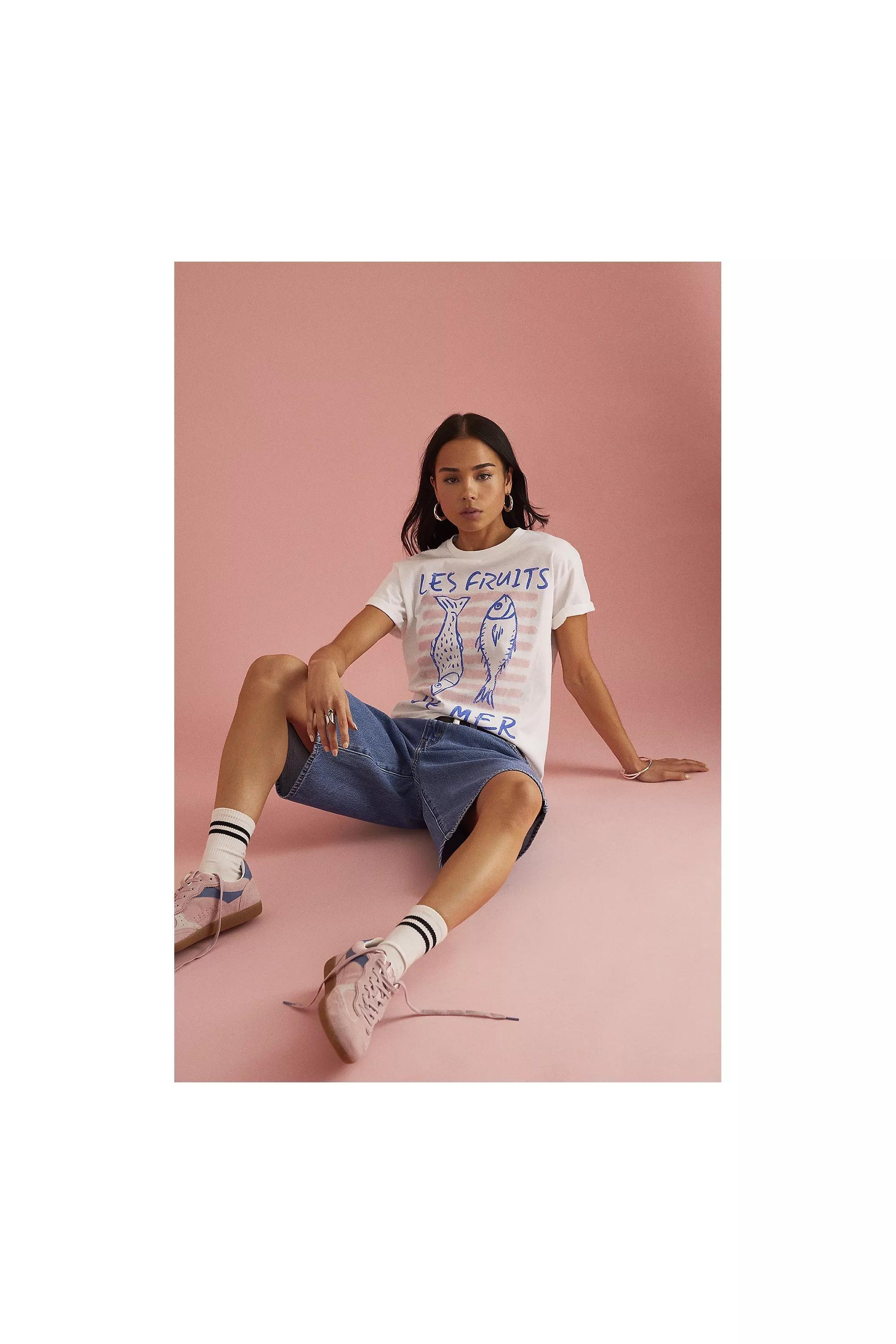 Anthropologie Graphic Print T-Shirt, White, , large image number 3