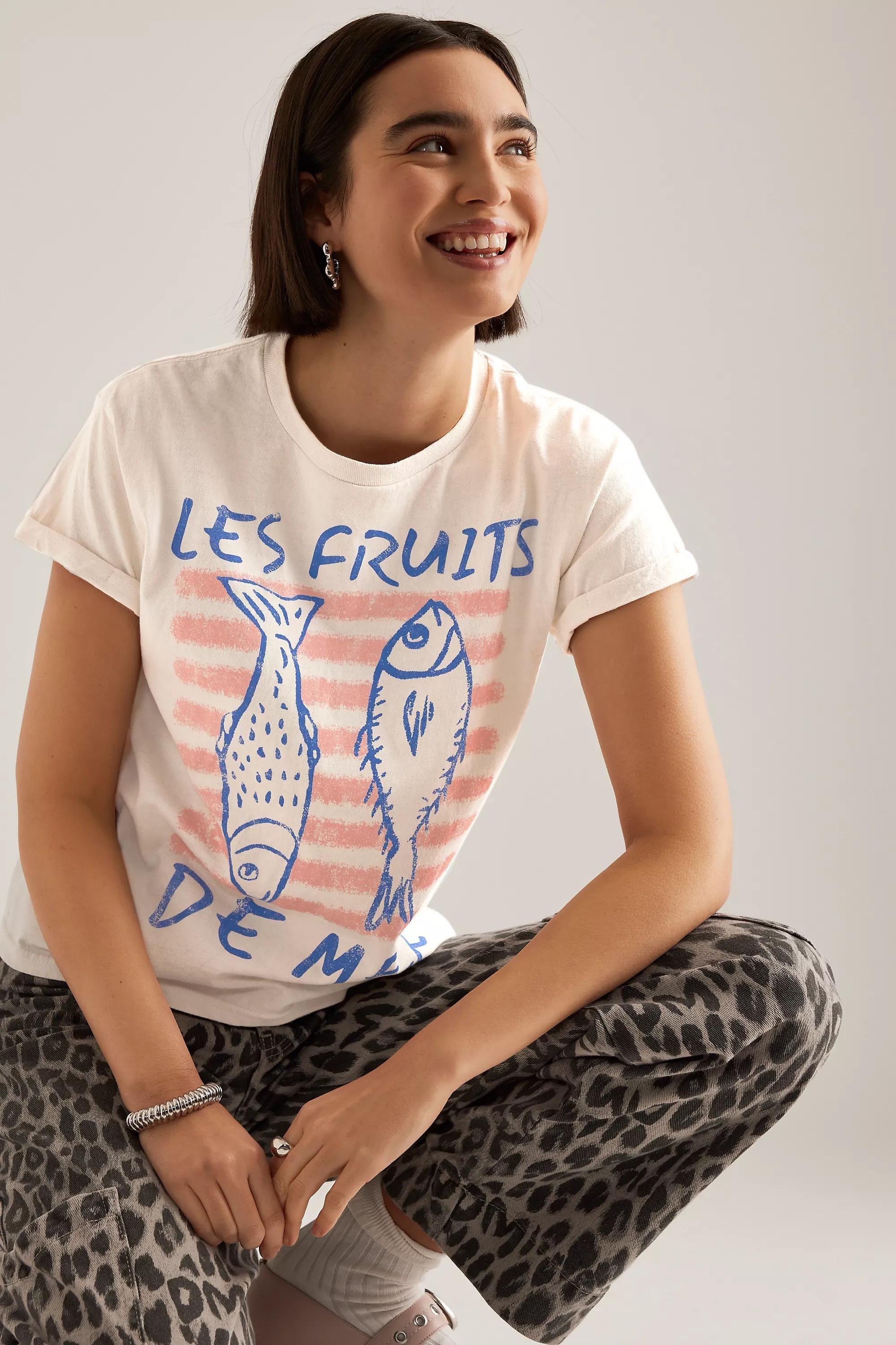 Anthropologie Graphic Print T-Shirt, White, , large image number 4