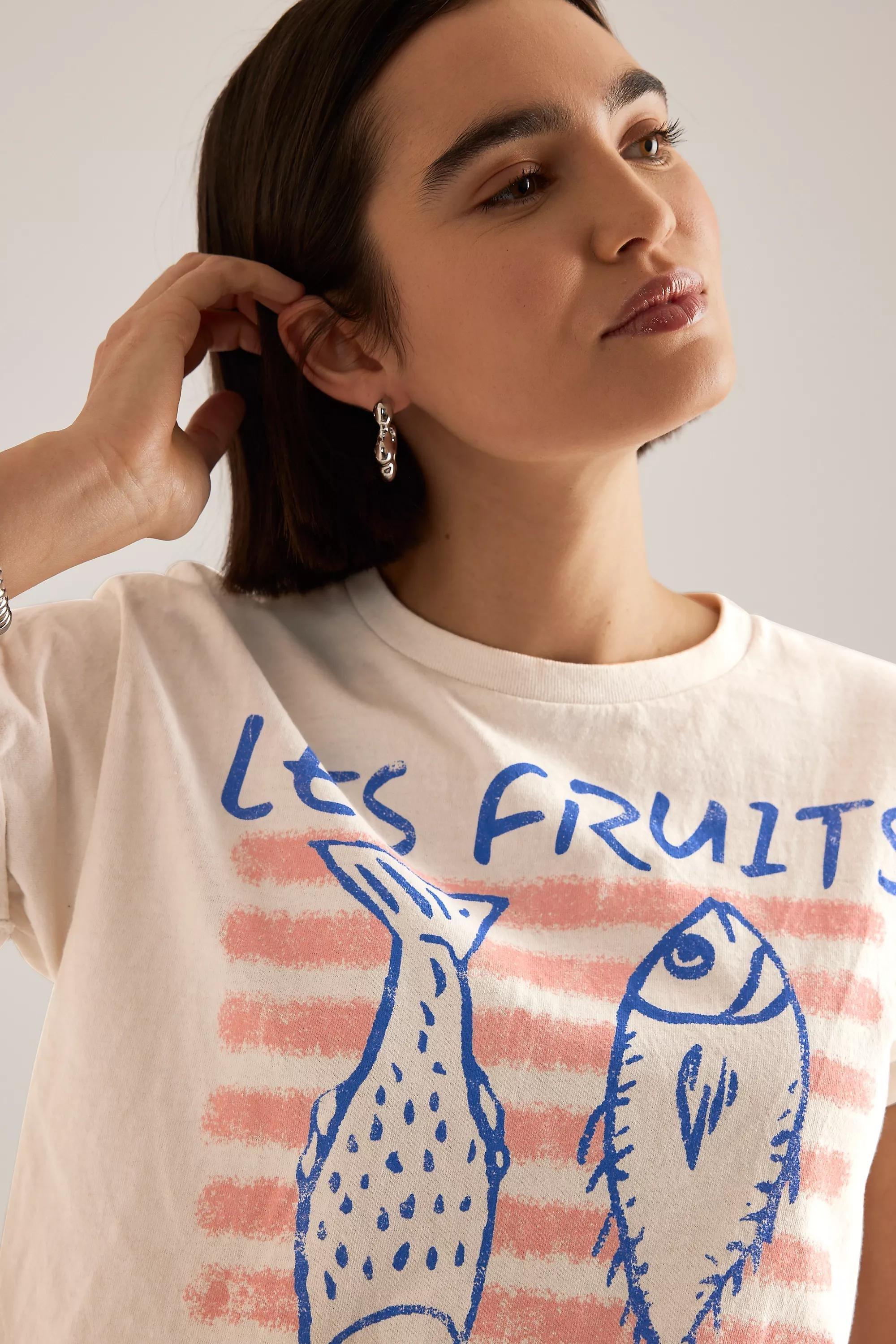 Anthropologie Graphic Print T-Shirt, White, , large image number 5