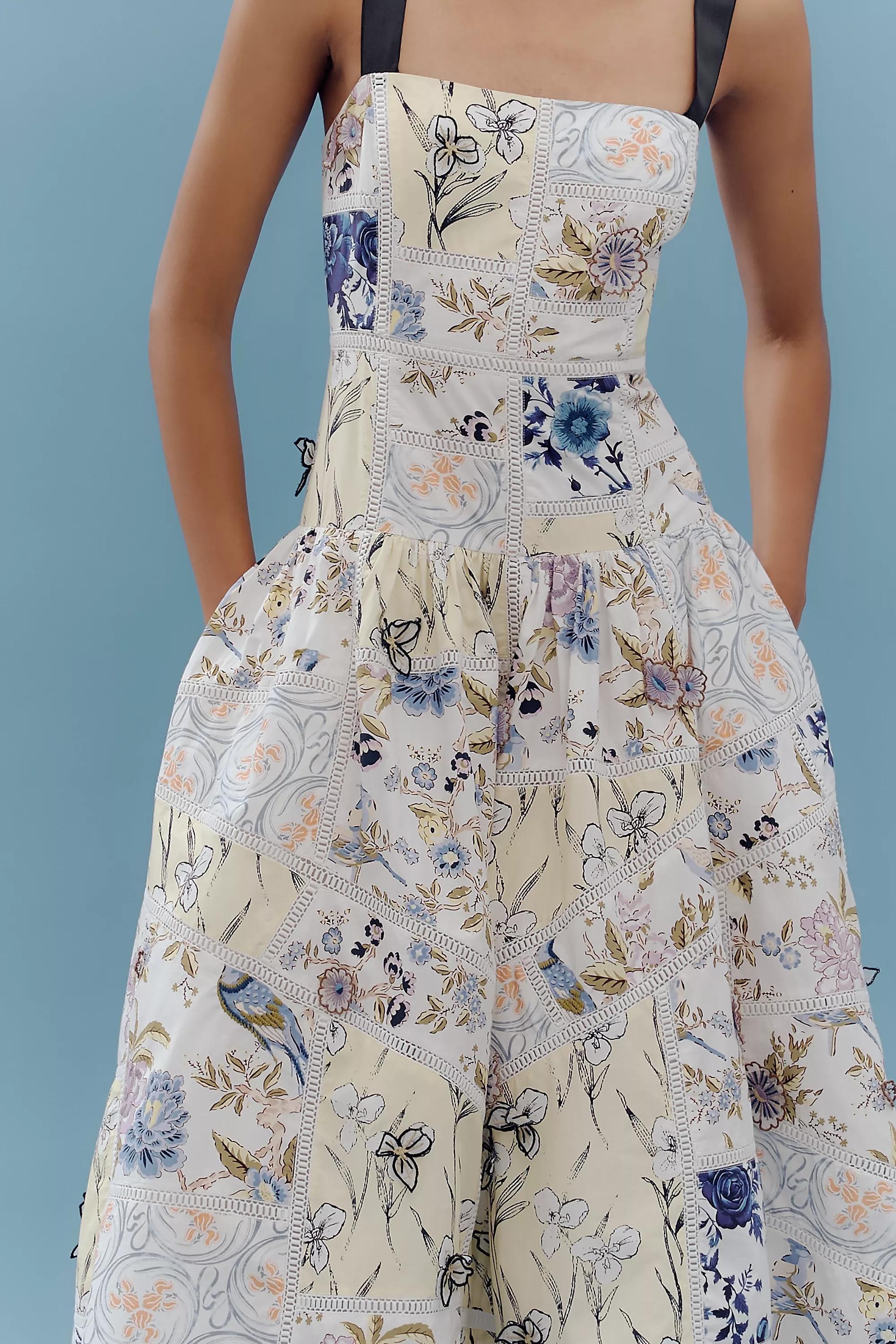By Maeve Sleeveless Square-Neck Printed Midi Dress, White, , large image number 4