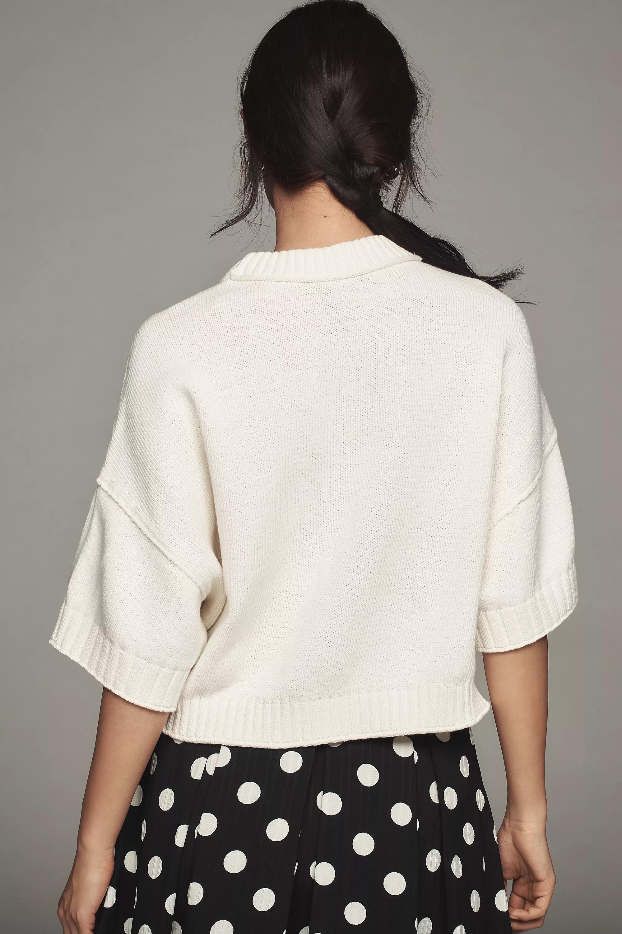 The Goldie Cotton Crew Neck Jumper, White, , large image number 1