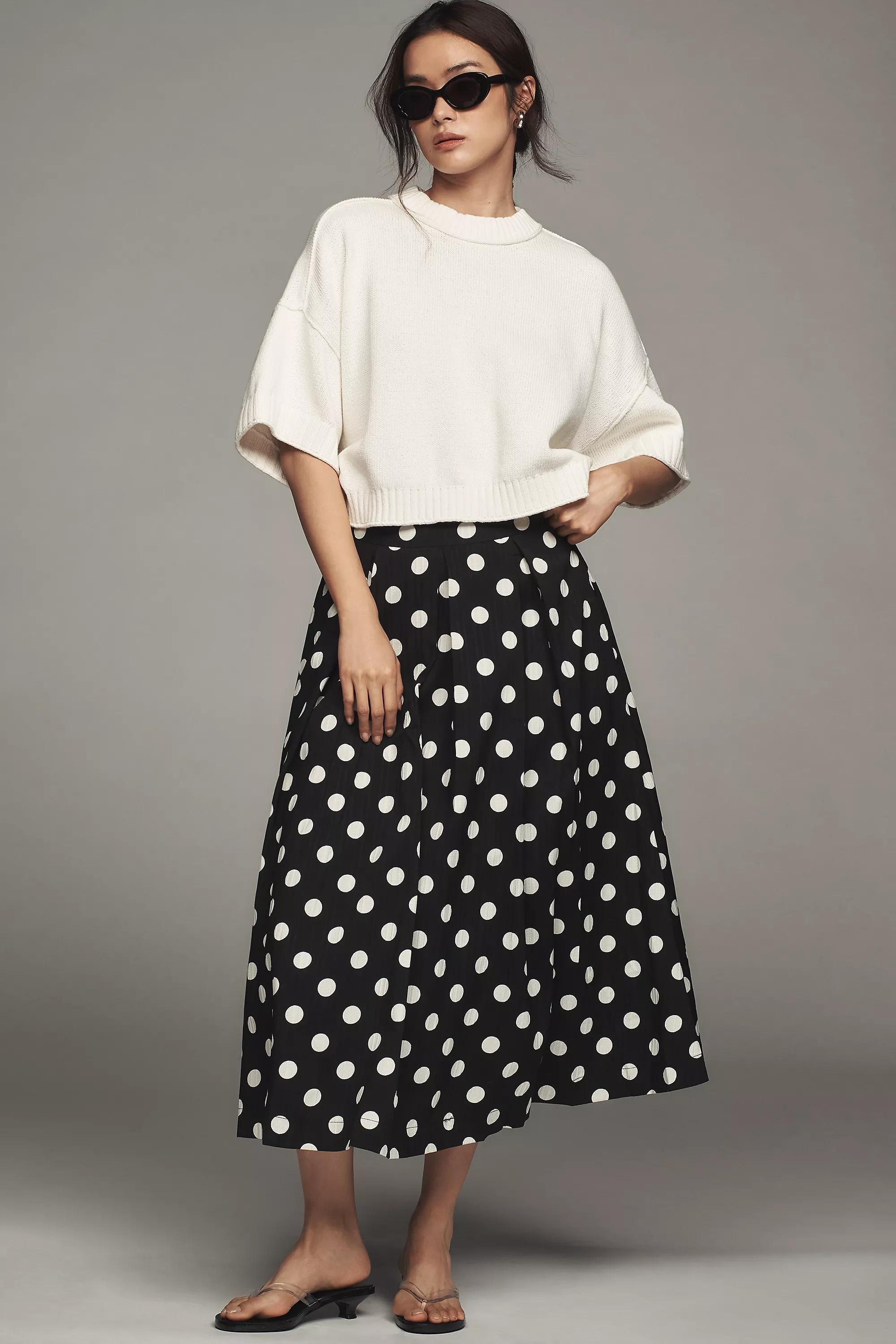 Anthropologie Polka Dot Oversized Hoodie, White, , large image number 2