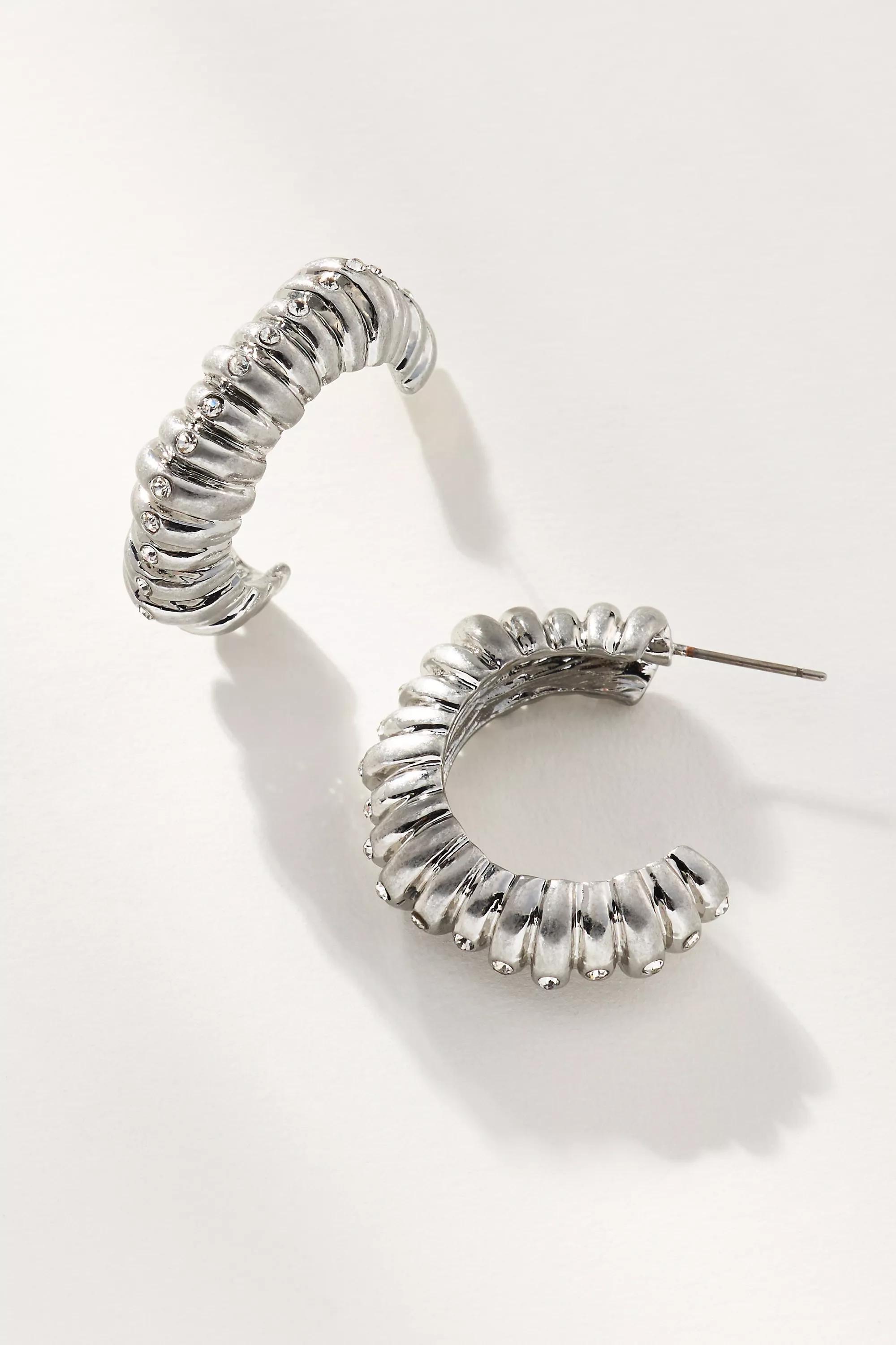 Anthropologie Earrings Hoop, Silver, A501_0007, medium