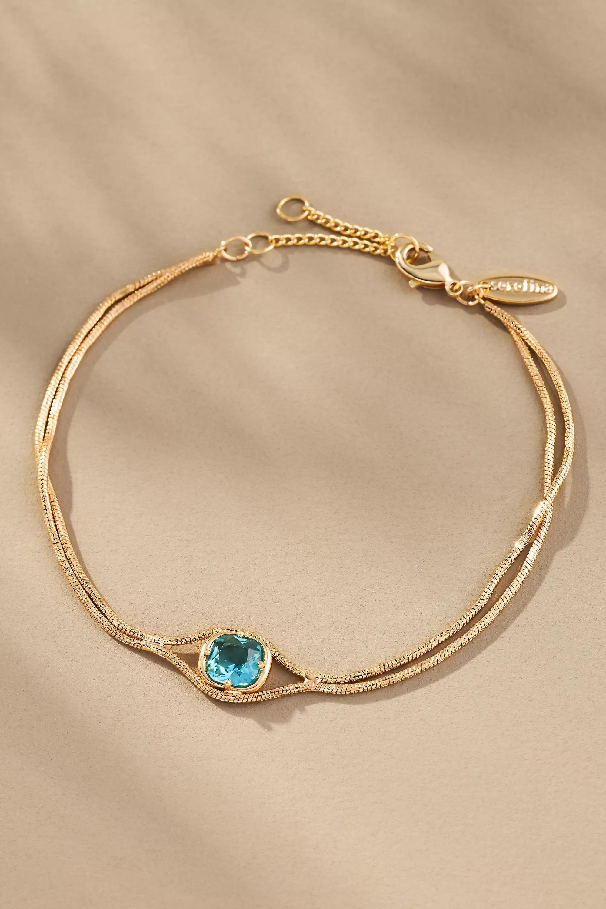 Dainty Stone Bracelet, Blue, A501_0046, large image number 0