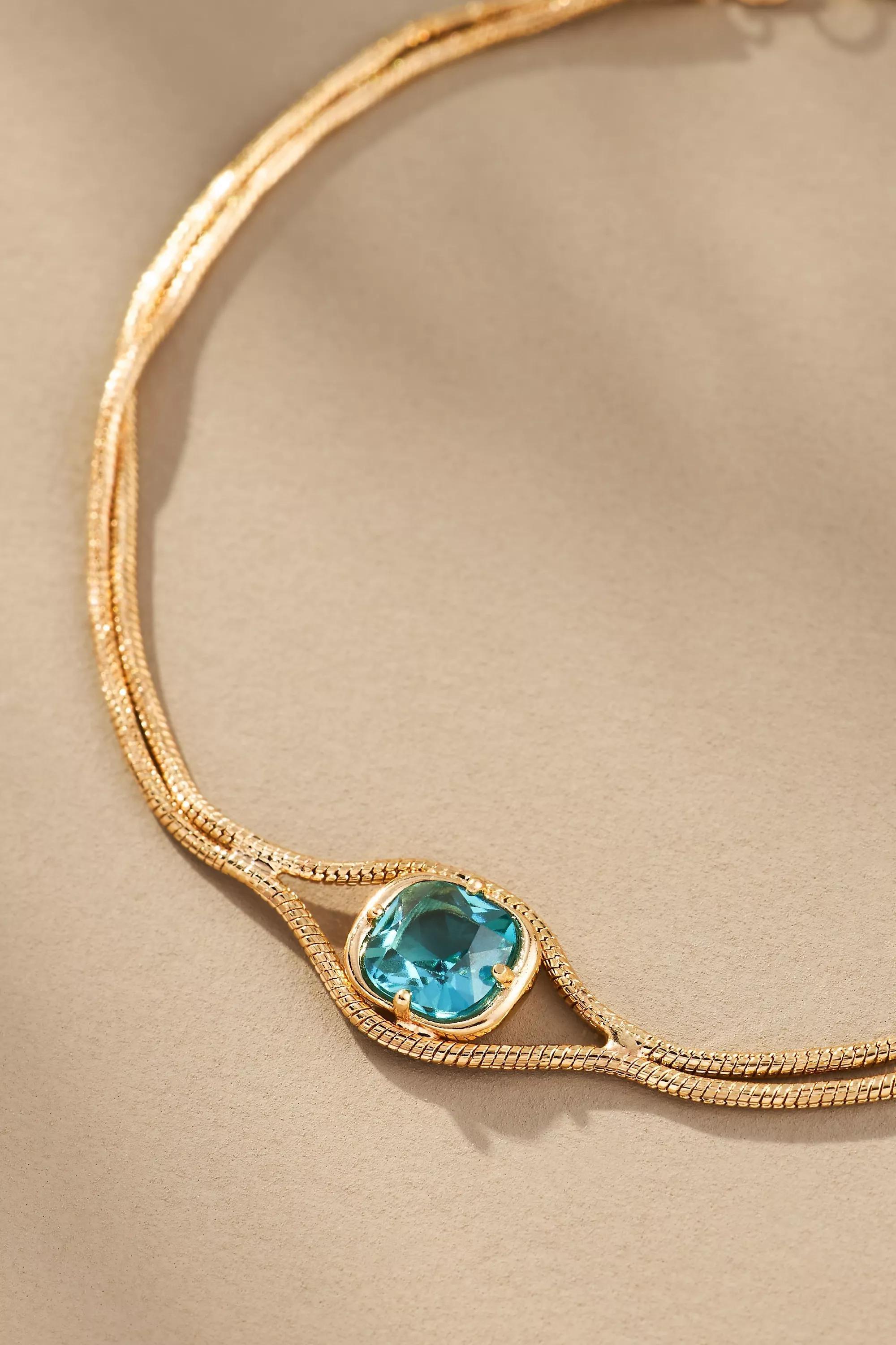 Dainty Stone Bracelet, Blue, A501_0046, large image number 1