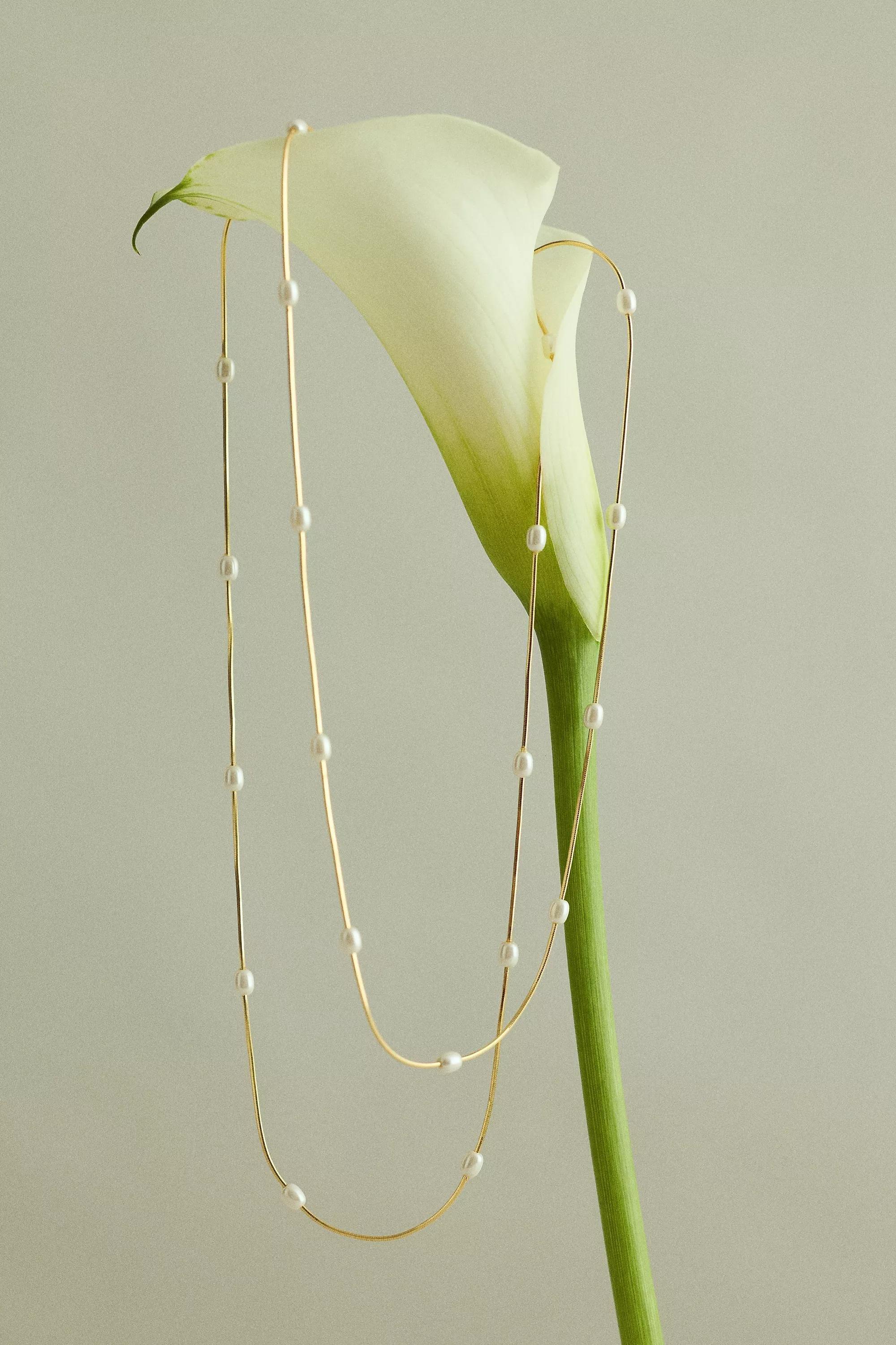 Dainty Pearl Layered Necklace, Pearl, A501_0017, large image number 4