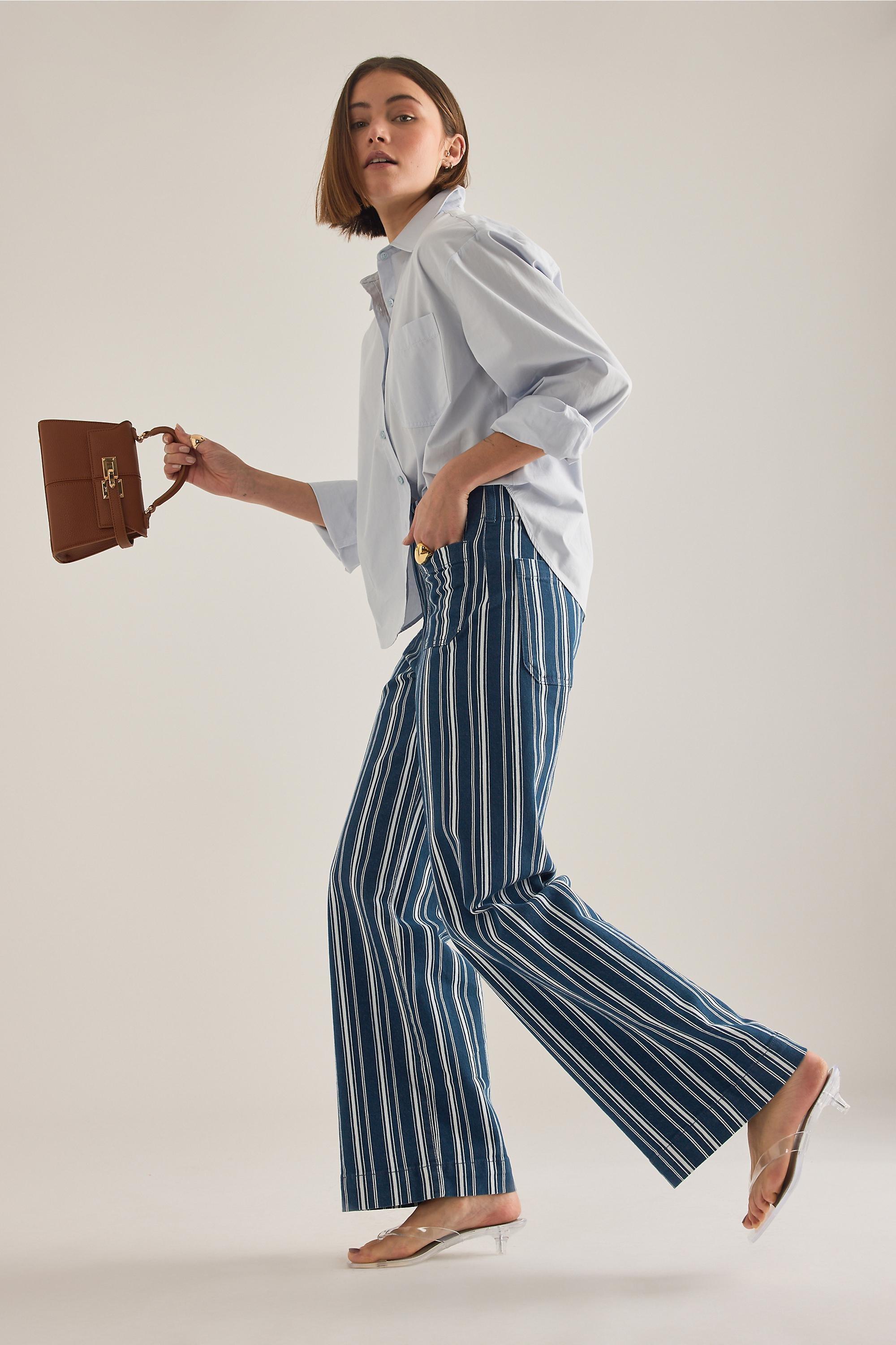 The Colette D Full-Length Wide-Leg Trousers By Maeve, Blue, Blue, large image number 0