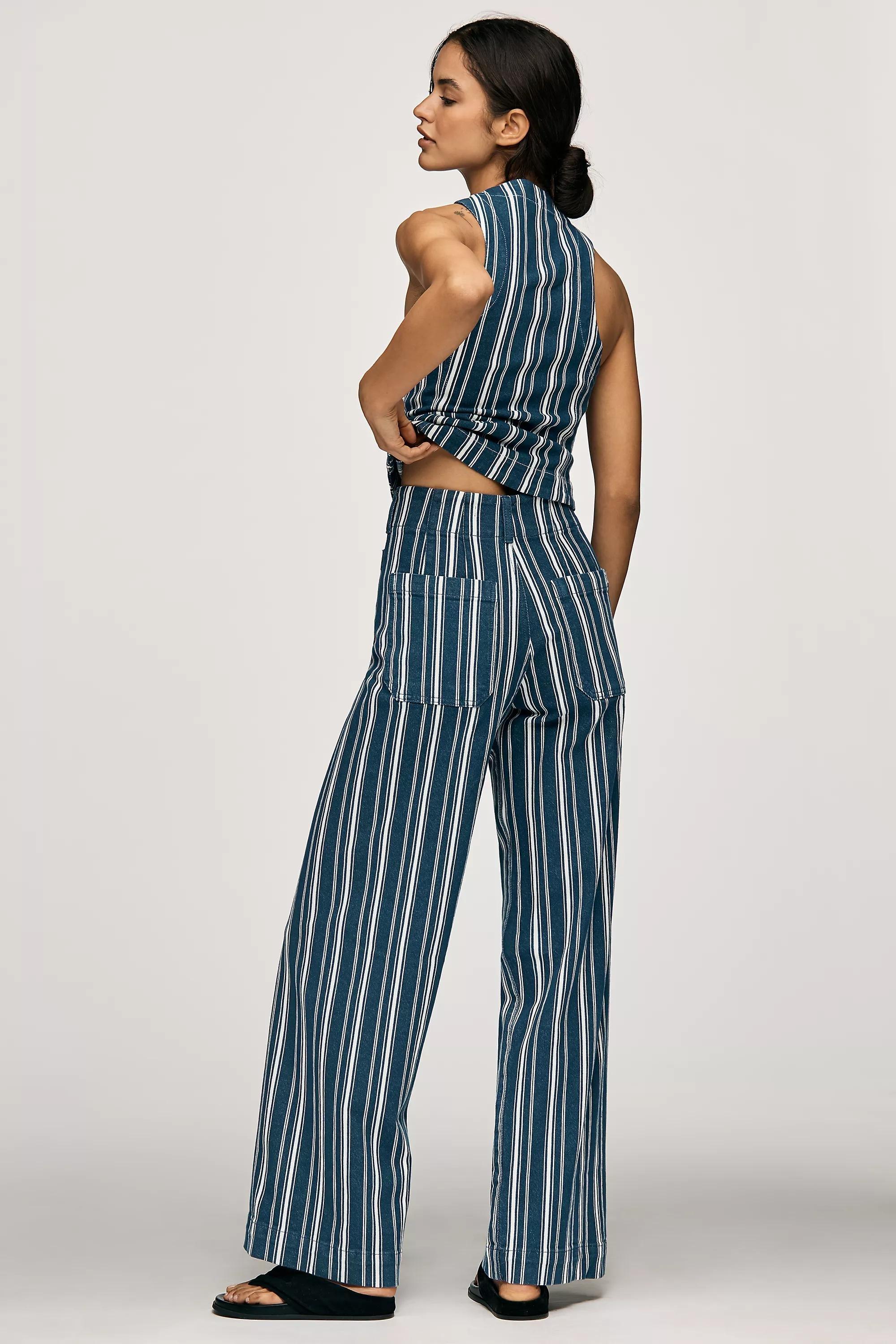 The Colette D Full-Length Wide-Leg Trousers By Maeve, Blue, Blue, large image number 2