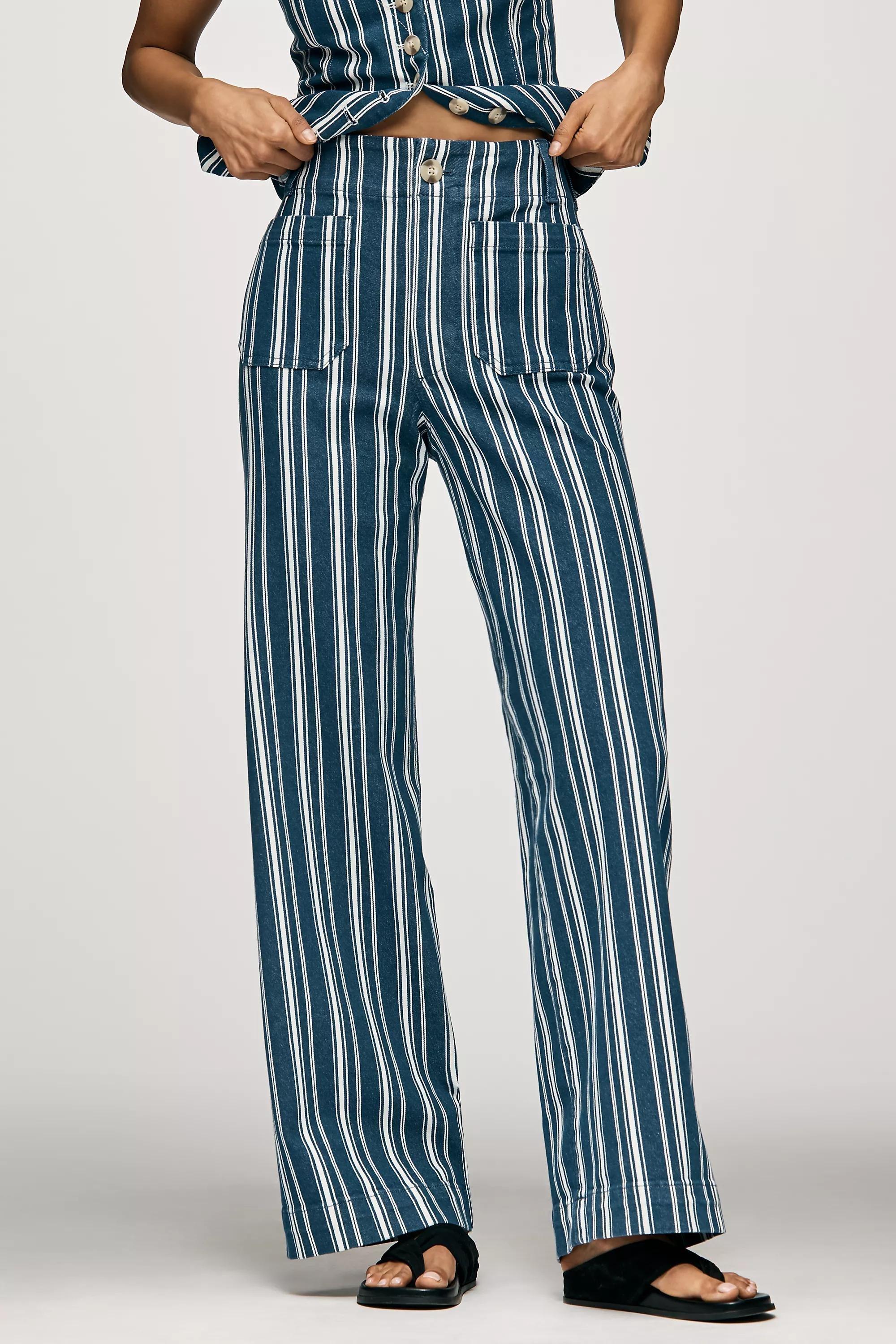 The Colette D Full-Length Wide-Leg Trousers By Maeve, Blue, Blue, large image number 3