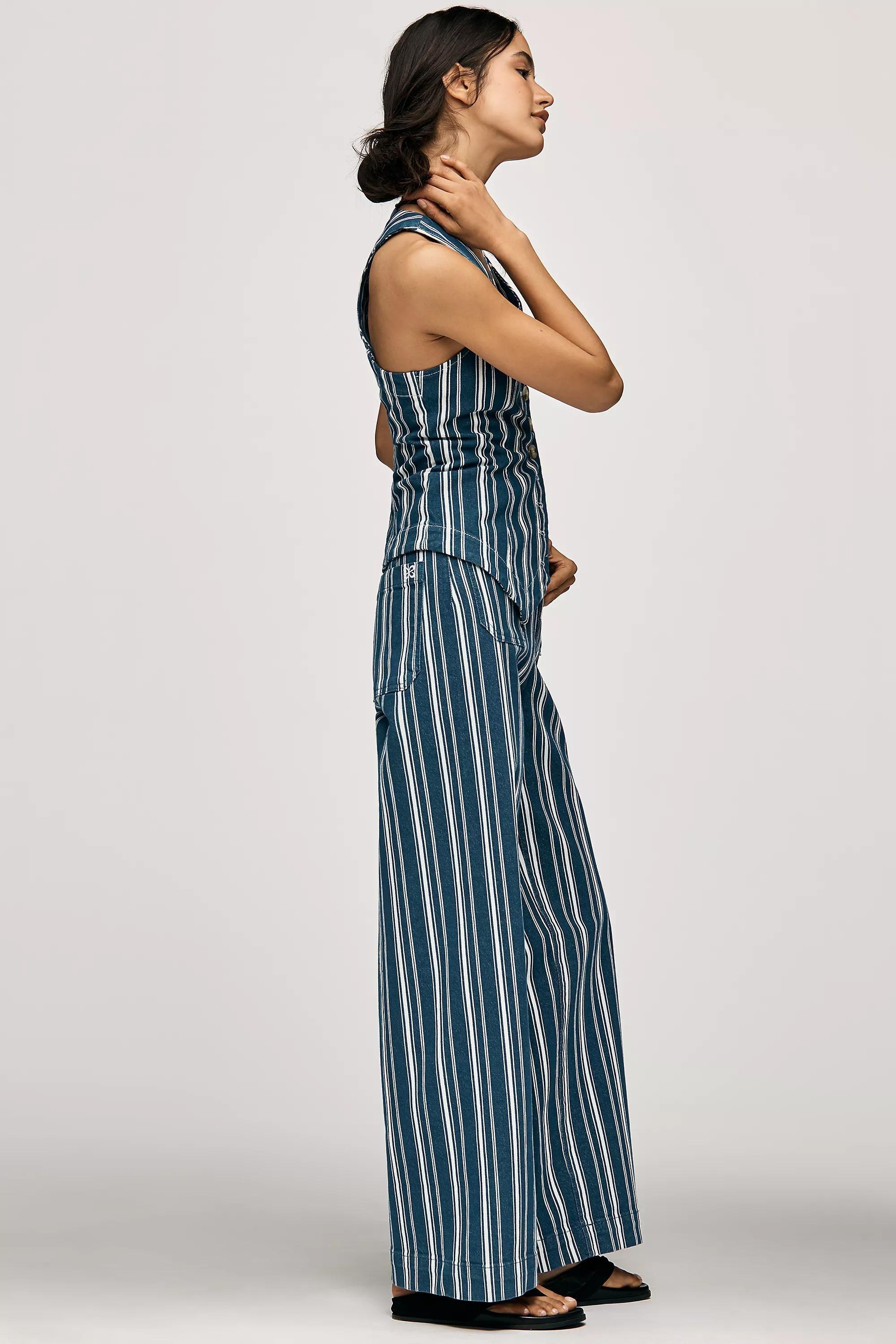 The Colette D Full-Length Wide-Leg Trousers By Maeve, Blue, Blue, large image number 4