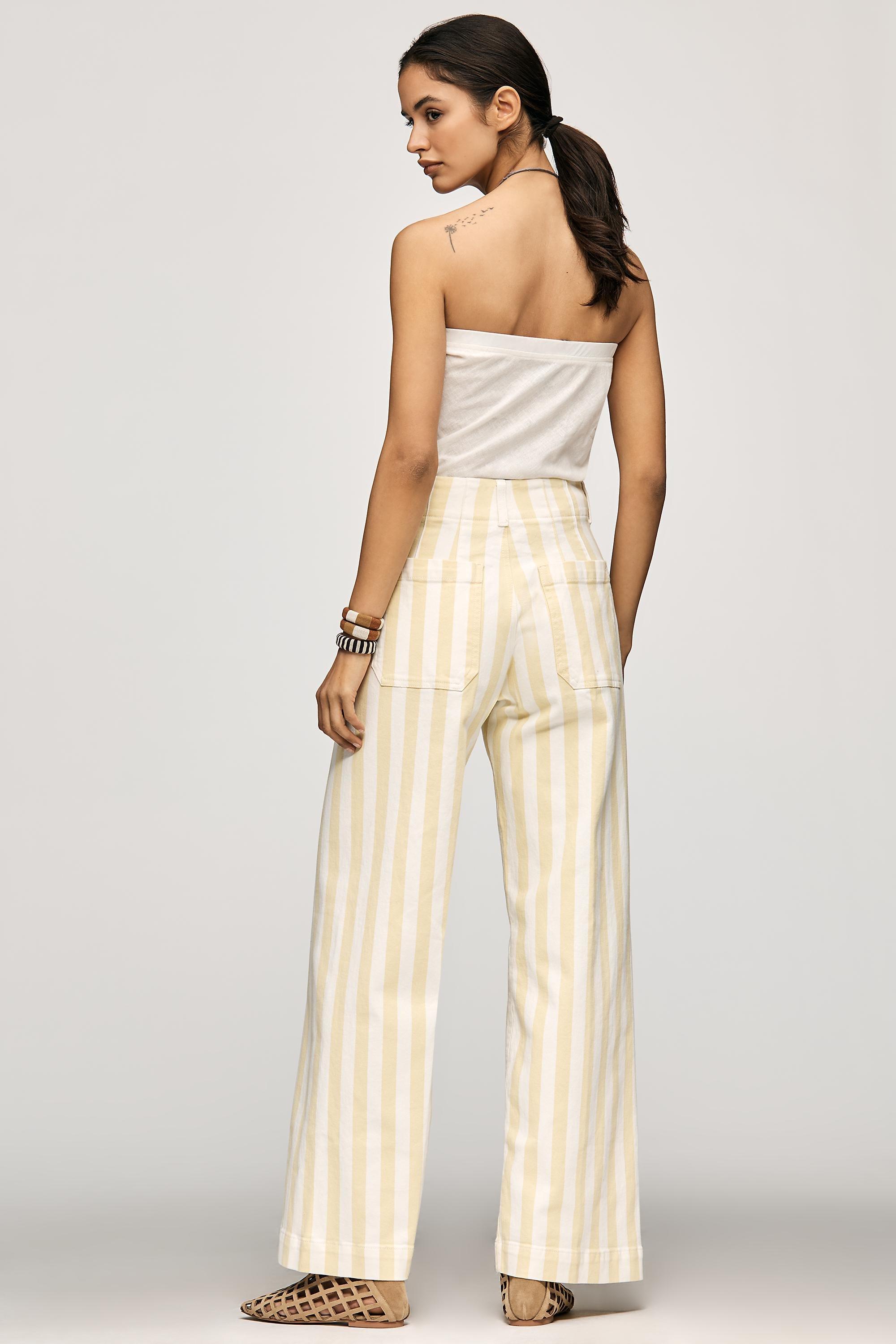 The Colette D Full-Length Wide-Leg Trousers By Maeve, Yellow, Yellow, large image number 3
