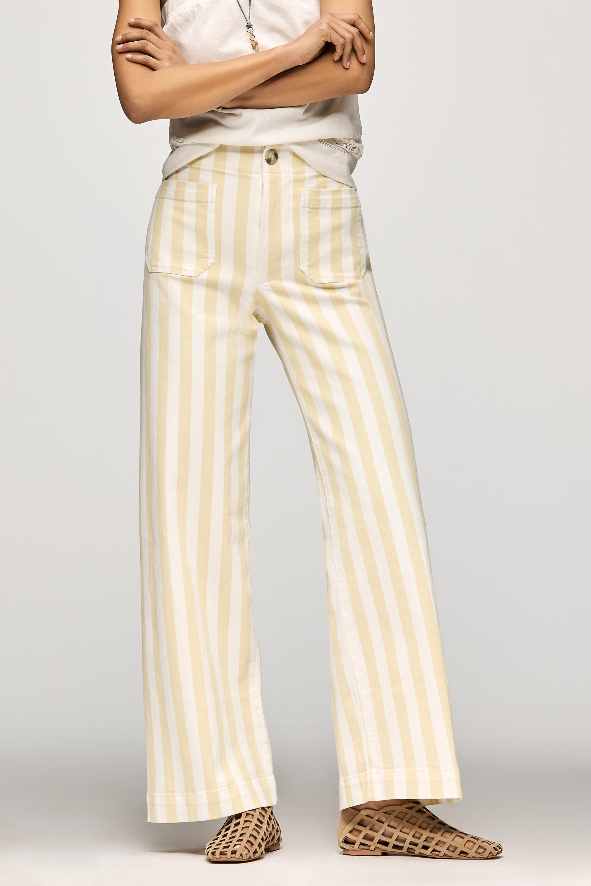 The Colette D Full-Length Wide-Leg Trousers By Maeve, Yellow, Yellow, large image number 4