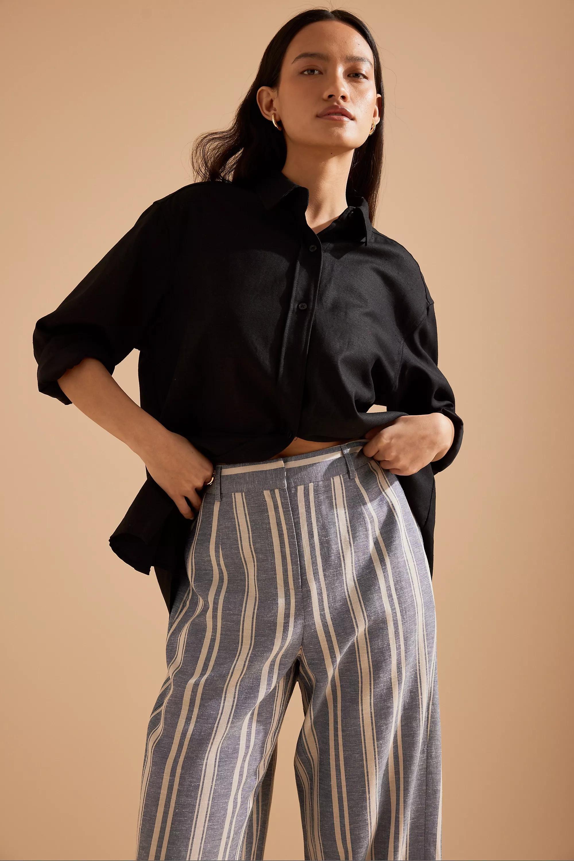 Anthropologie Striped Casual Trousers, Beige, , large image number 2