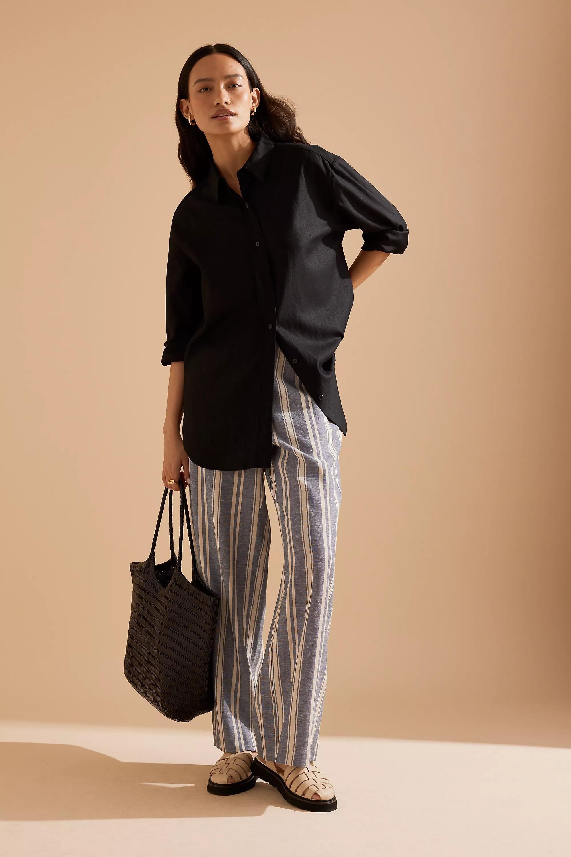 Anthropologie Striped Casual Trousers, Beige, , large image number 4