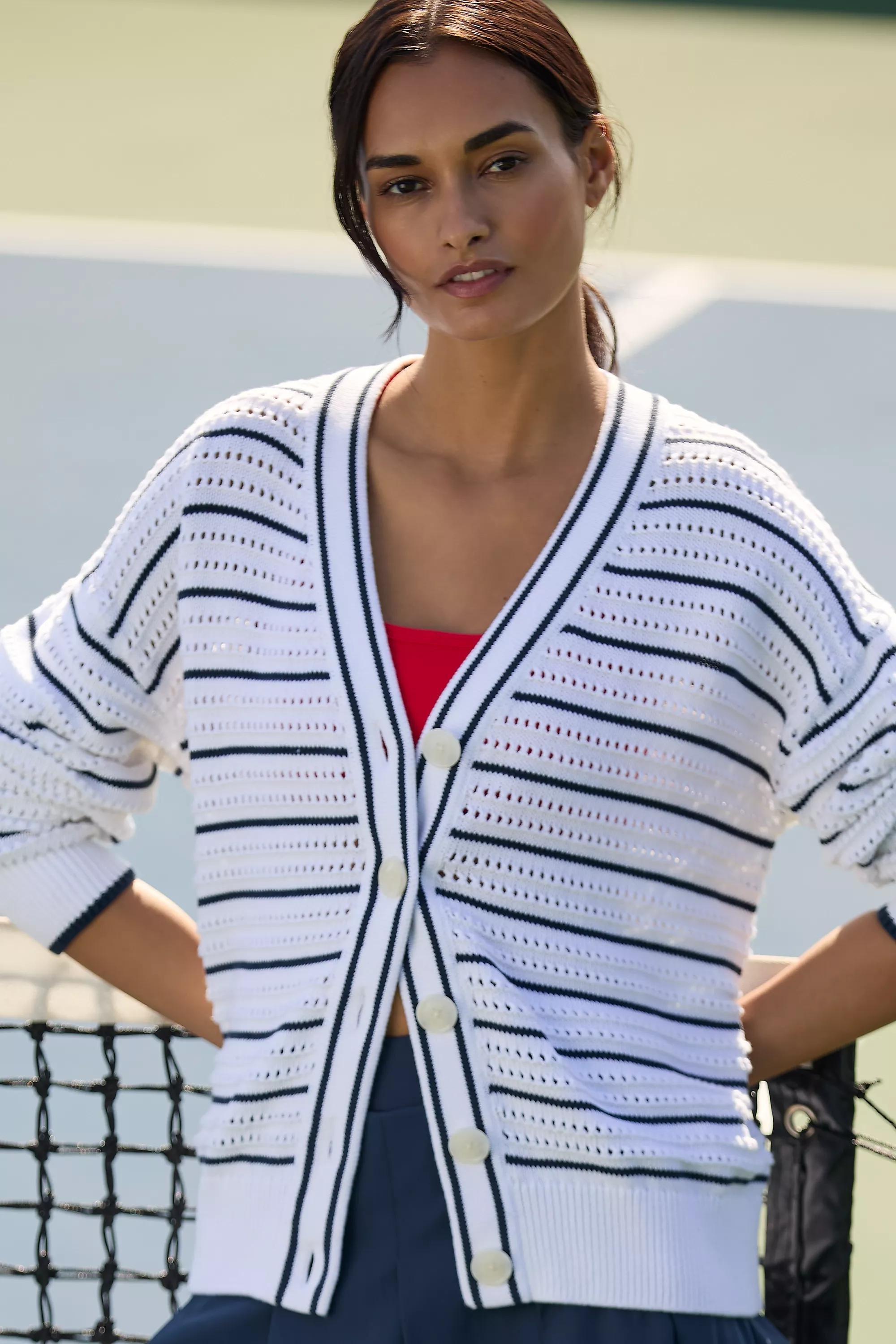 Anthropologie Striped Knitted Cardigan, Pattern, A501_0049, medium