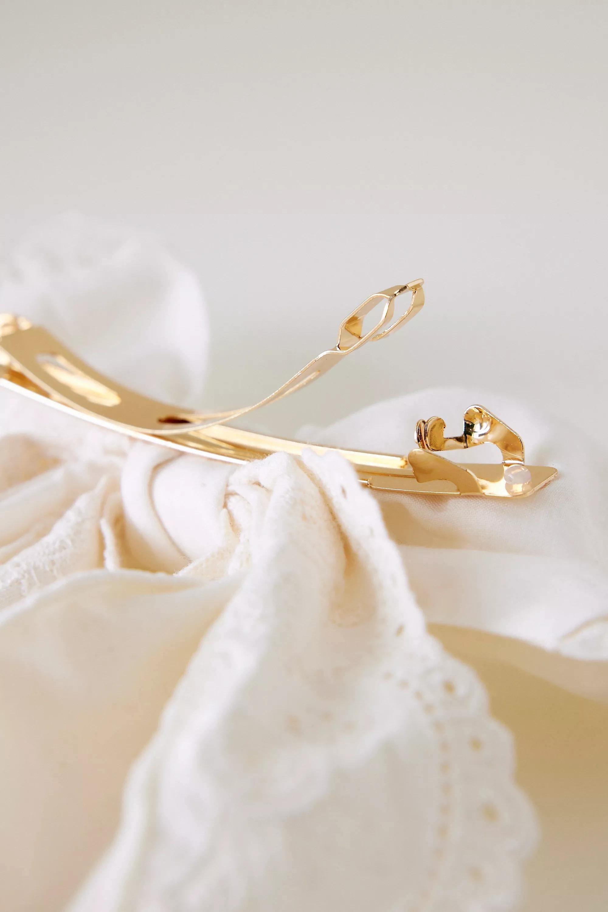 White Broderie Hair Bow Top, Kids Girls, A501_0010, large image number 2