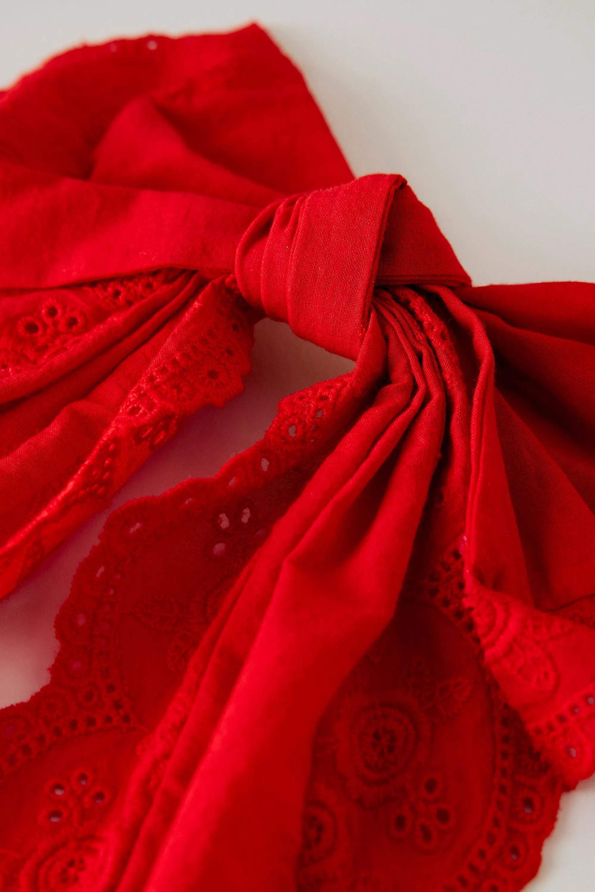 Red Broderie Shirt & Top, Kids Girls, A501_0060, large image number 1
