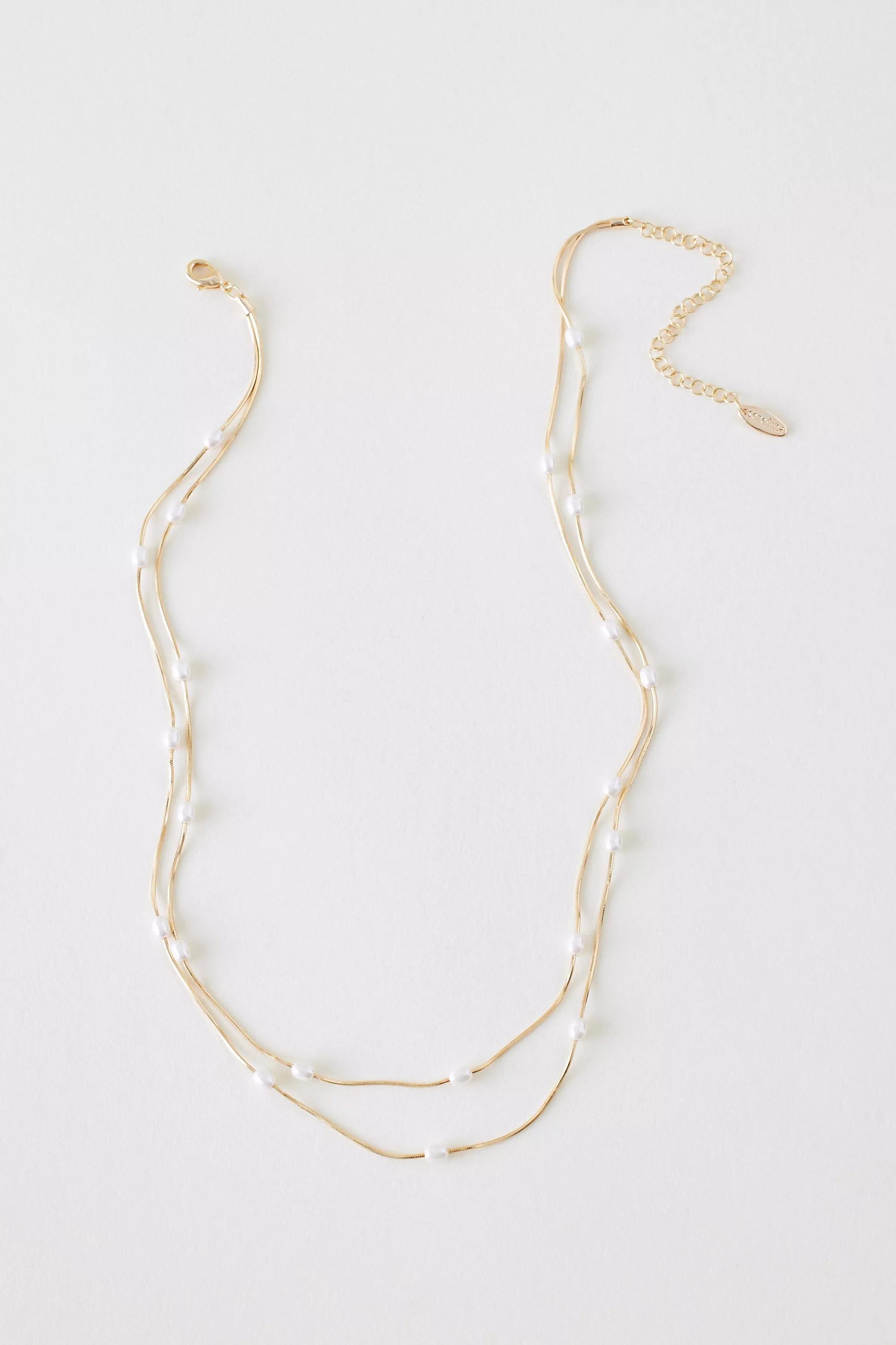 Anthropologie Multi-Chain Necklace, White, A501_0017, large image number 0