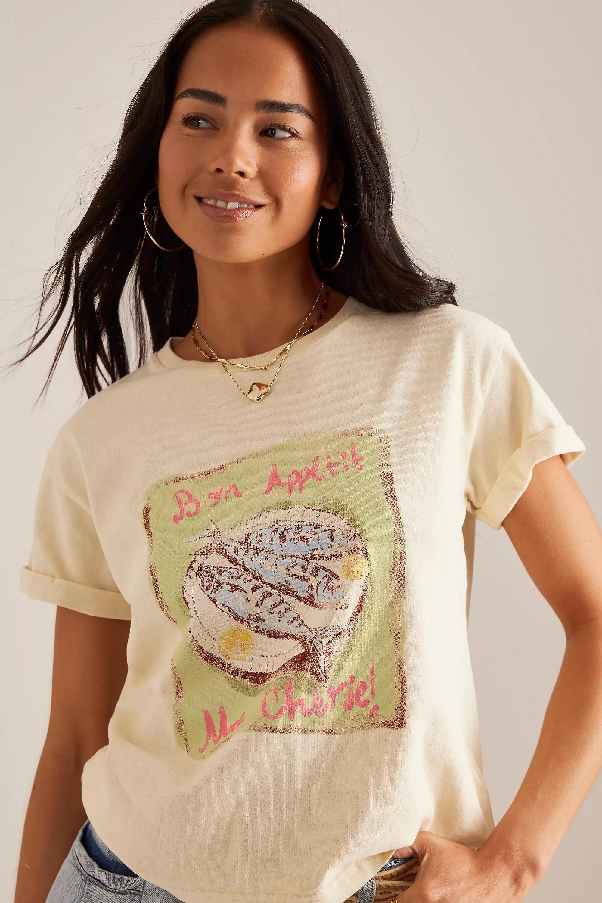 Anthropologie Graphic Print Cropped T-Shirt, Yellow, , large image number 2