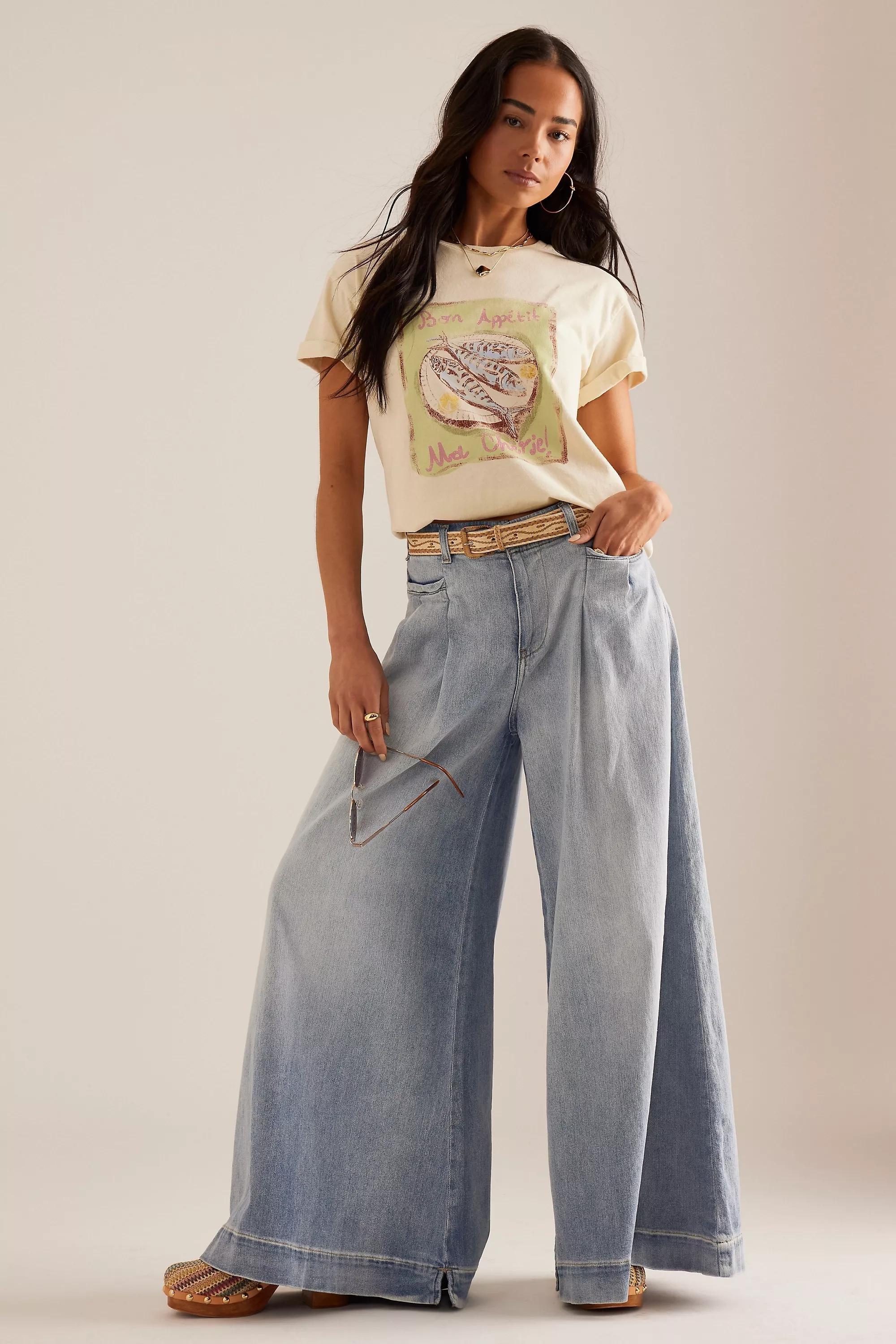 Anthropologie Graphic Print Cropped T-Shirt, Yellow, , large image number 3