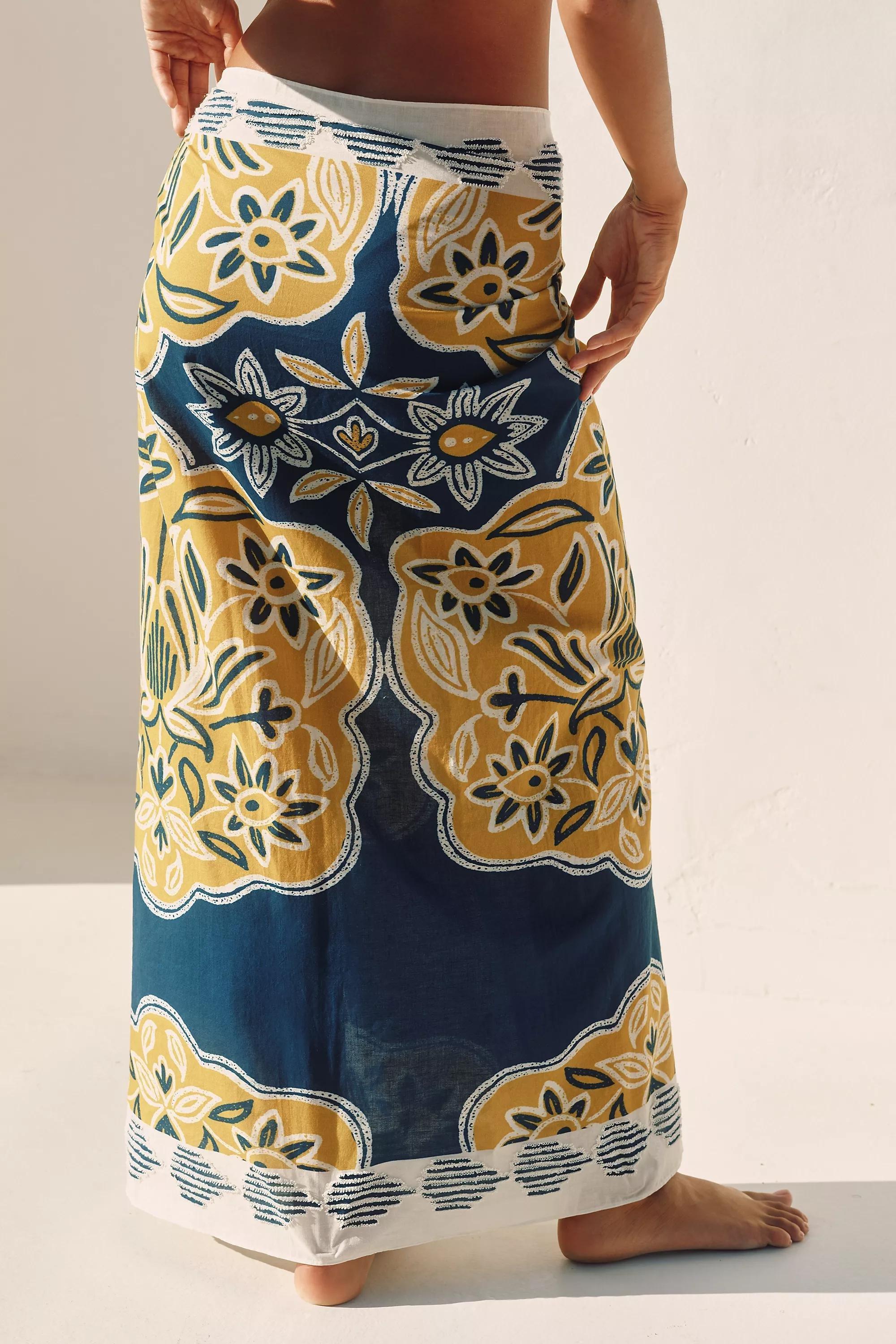 Blue Celandine Printed Embroidered Sarong, A501_0046, large image number 2