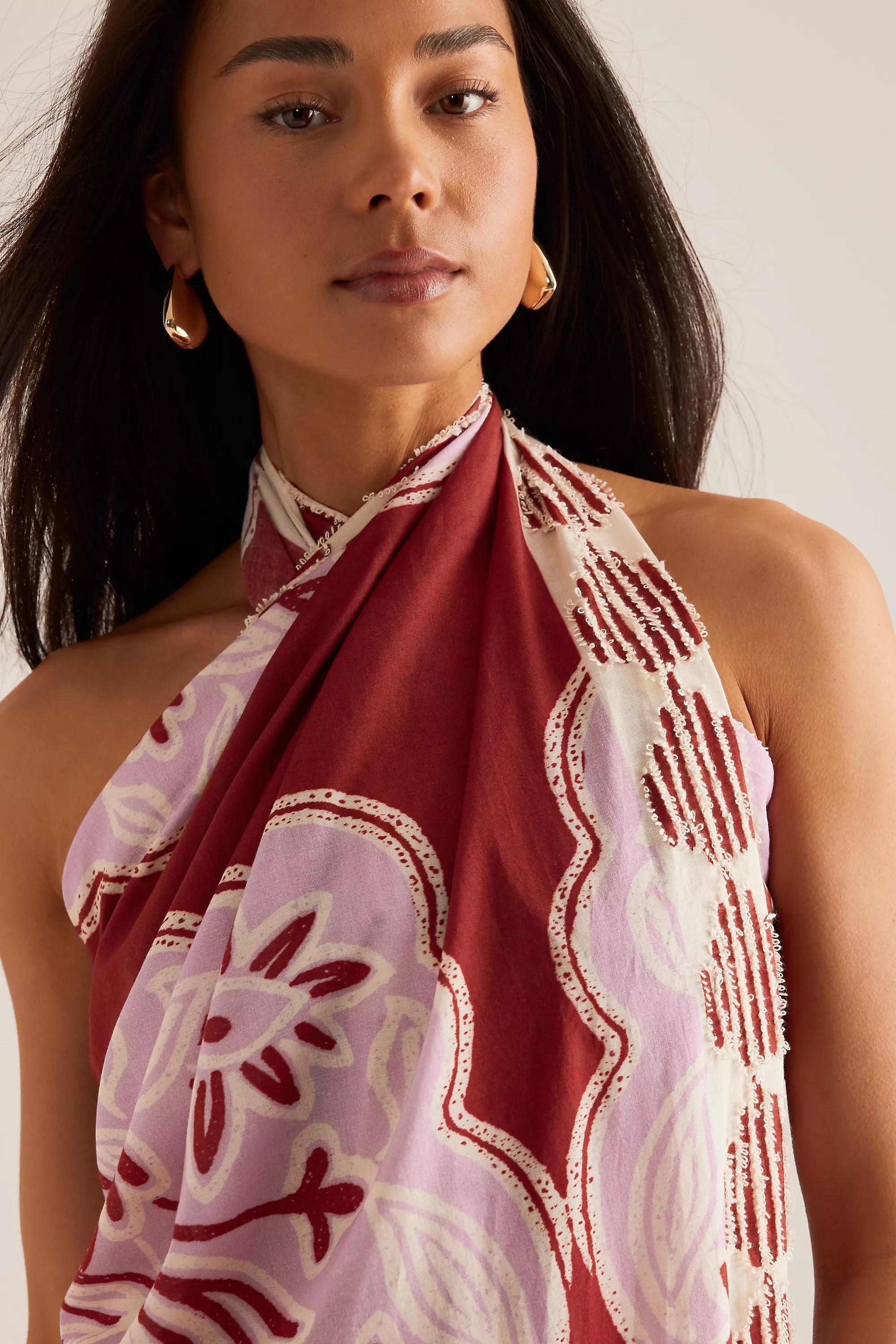 Red Celandine Printed Embroidered Sarong, A501_0060, large image number 2
