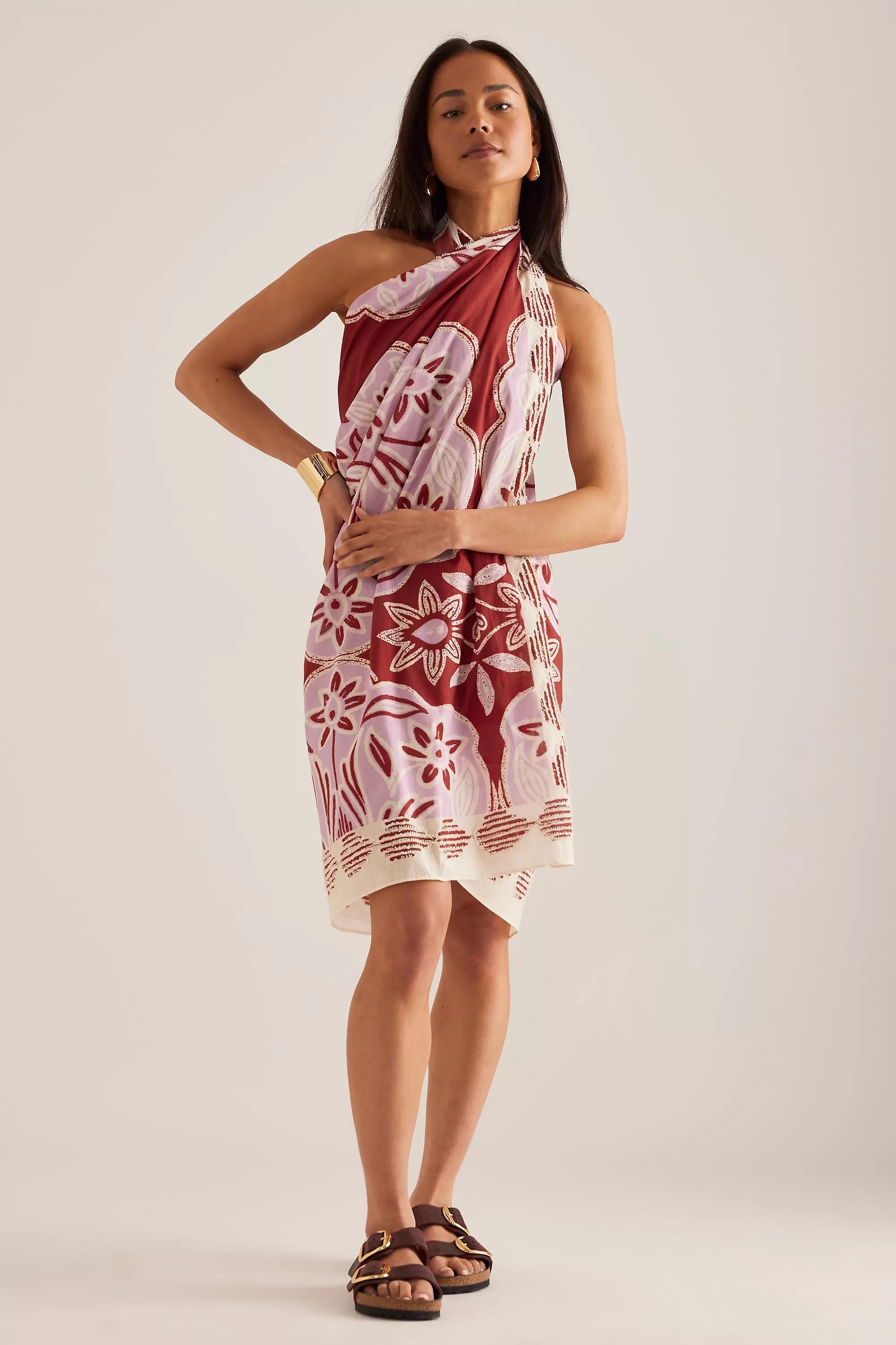 Red Celandine Printed Embroidered Sarong, A501_0060, large image number 3