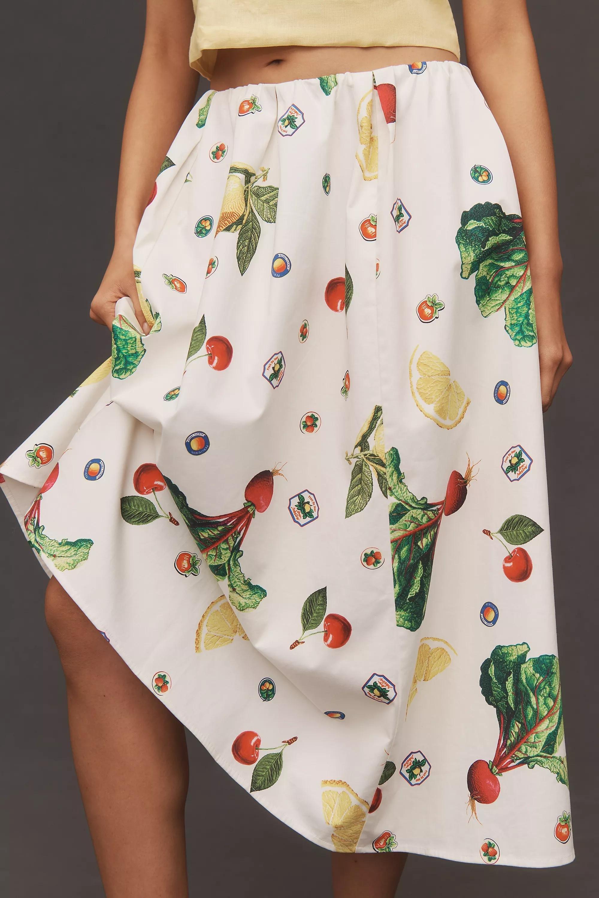 Red Pattern The Jacie Poplin Printed Midi Skirt By Maeve, , large image number 2