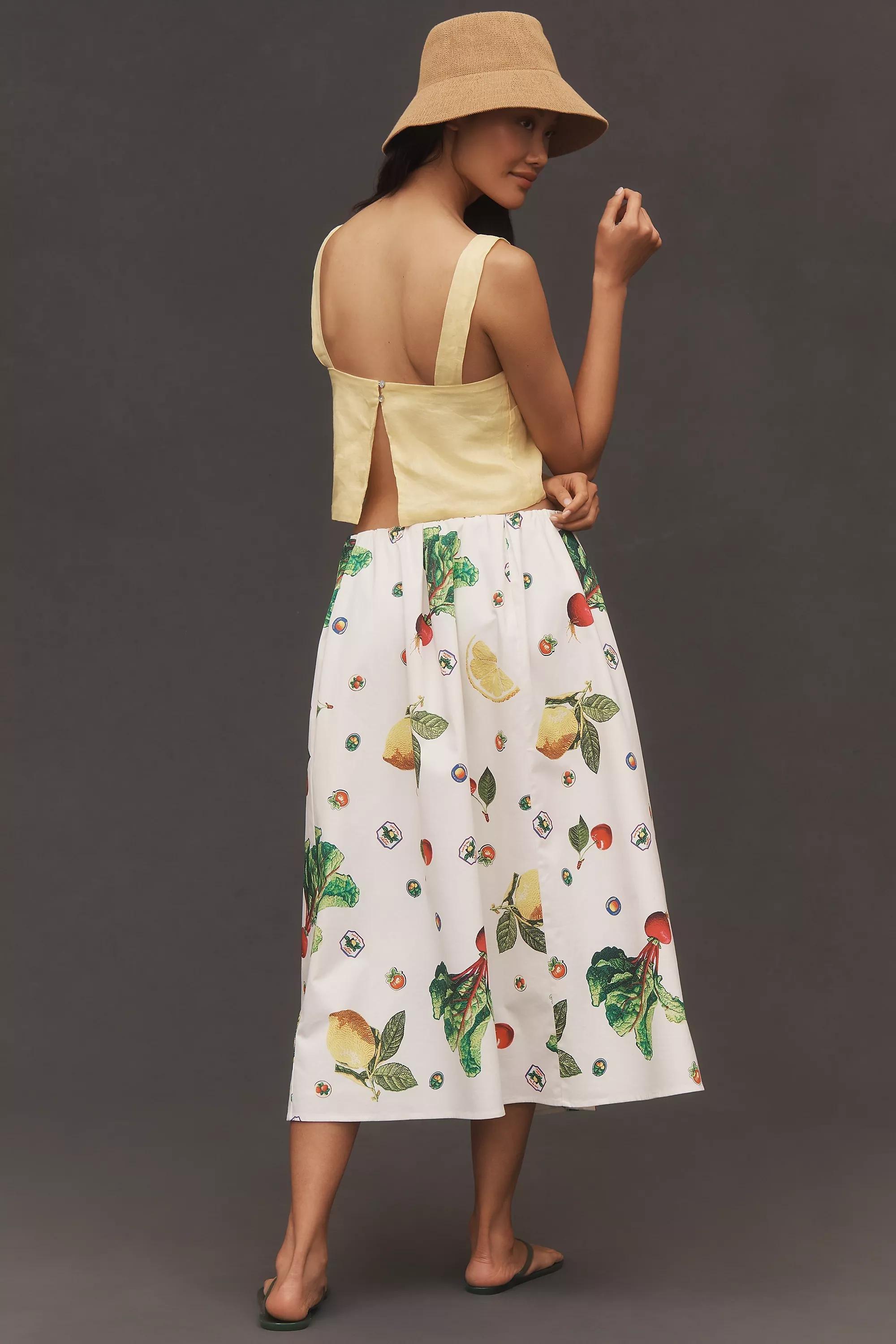 Red Pattern The Jacie Poplin Printed Midi Skirt By Maeve, , large image number 3