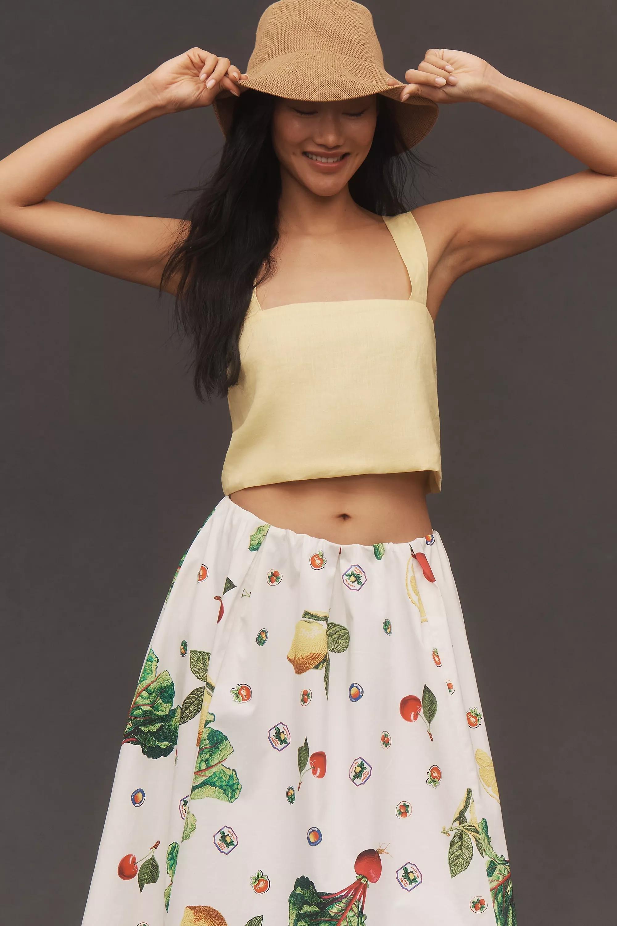 Red Pattern The Jacie Poplin Printed Midi Skirt By Maeve, , large image number 4