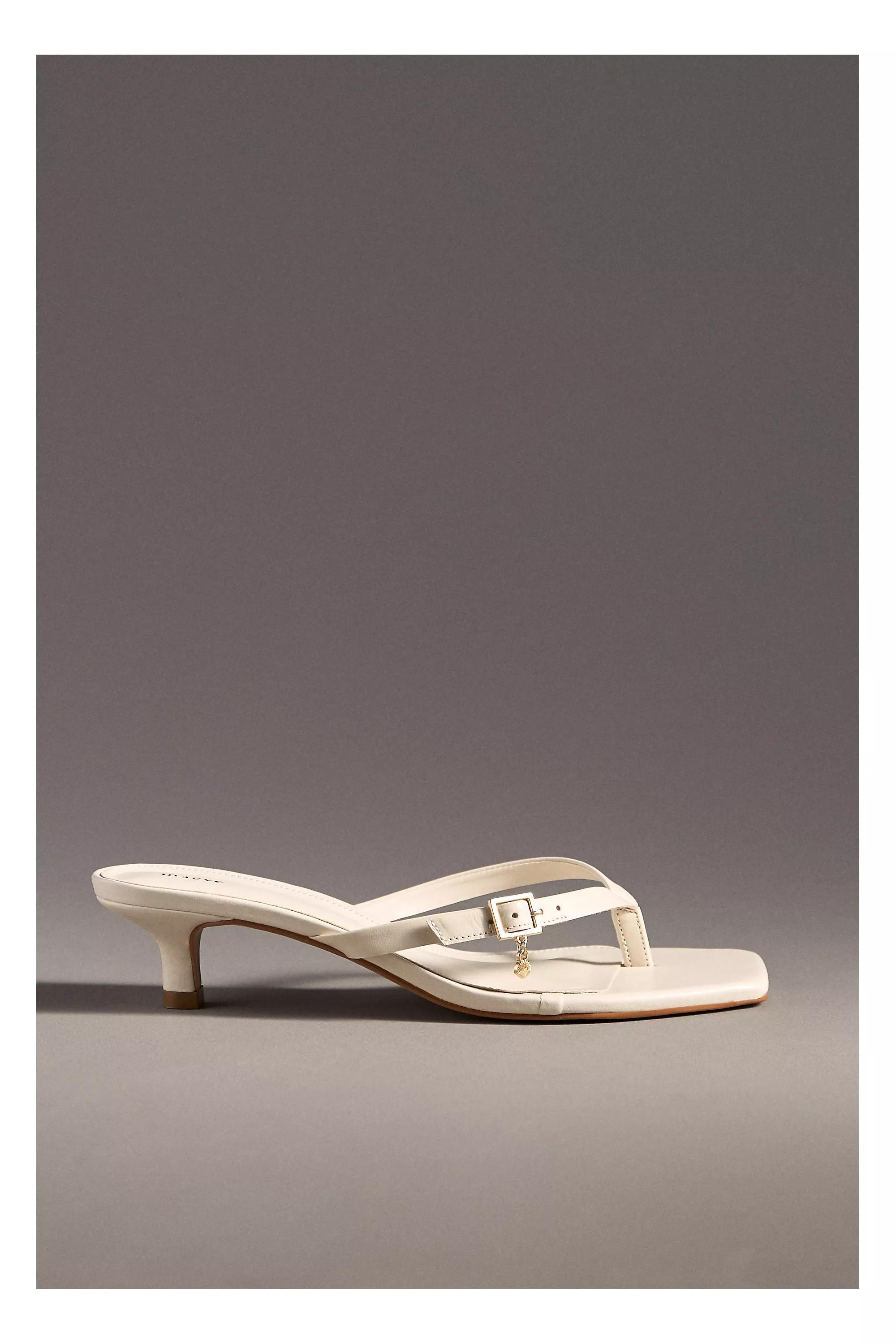 Maeve Thong Buckle Kitten Heels, White, A501_0012, medium