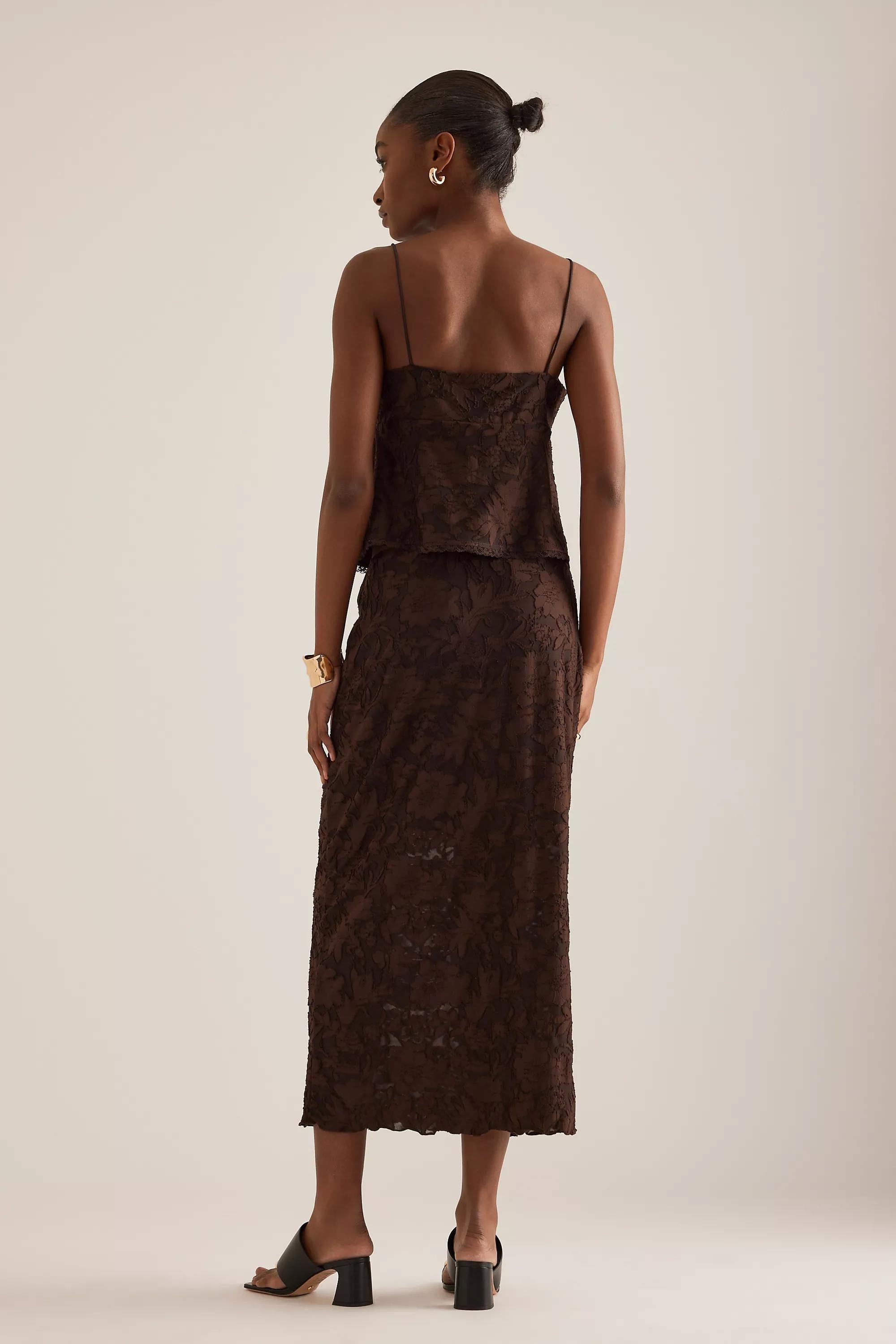 Uk Tie Front Burnout Top, Brown, , large image number 4
