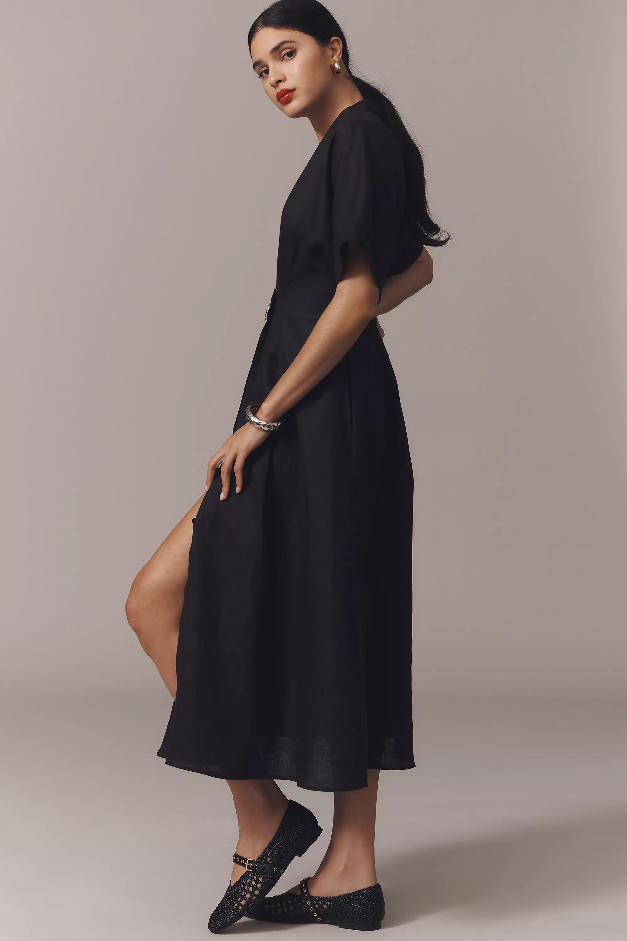 Anthropologie Plain Shirt Dress, Linen, A501_0001, large image number 3