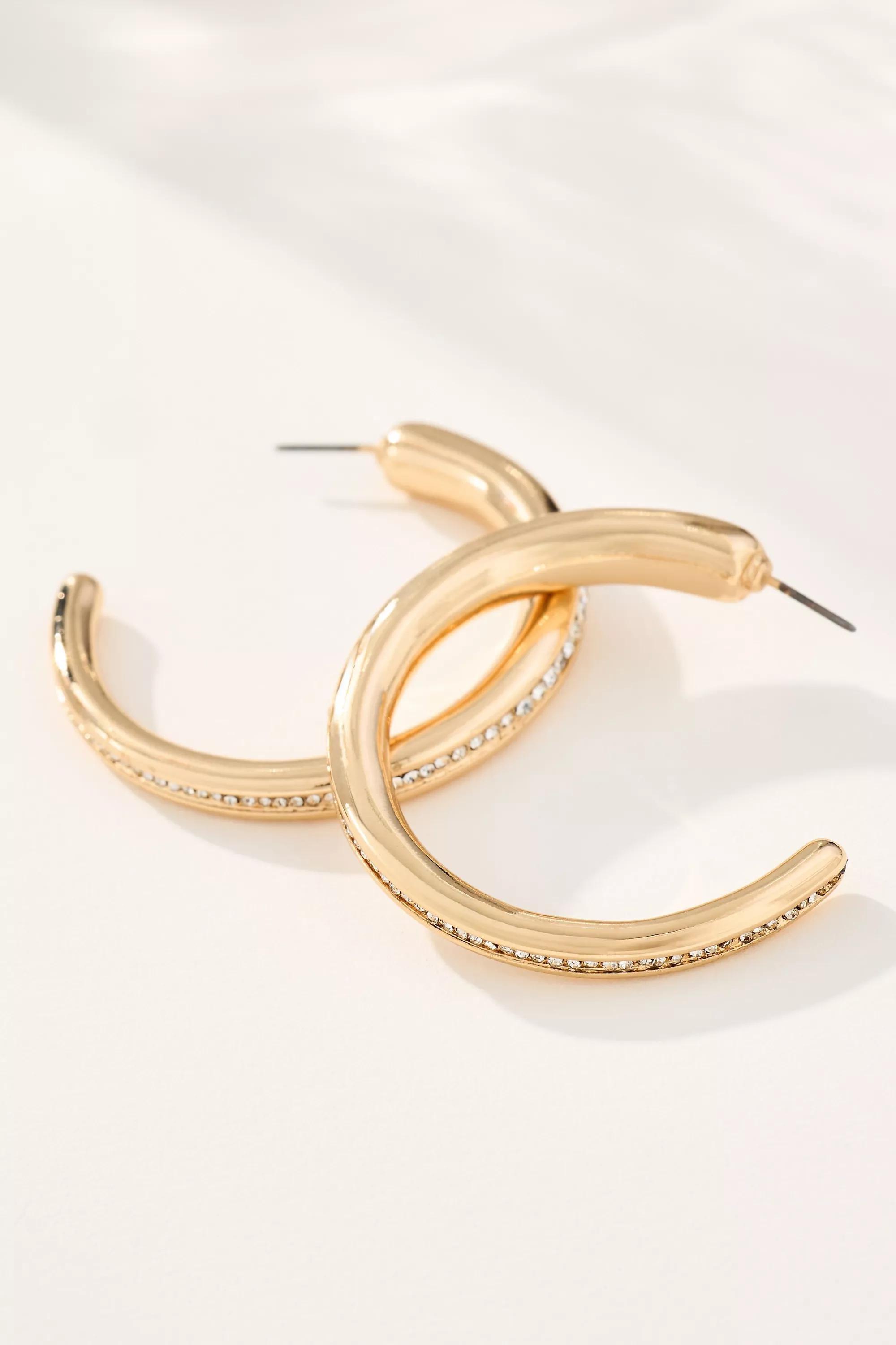 Anthropologie Earrings Hoop, Gold, , medium