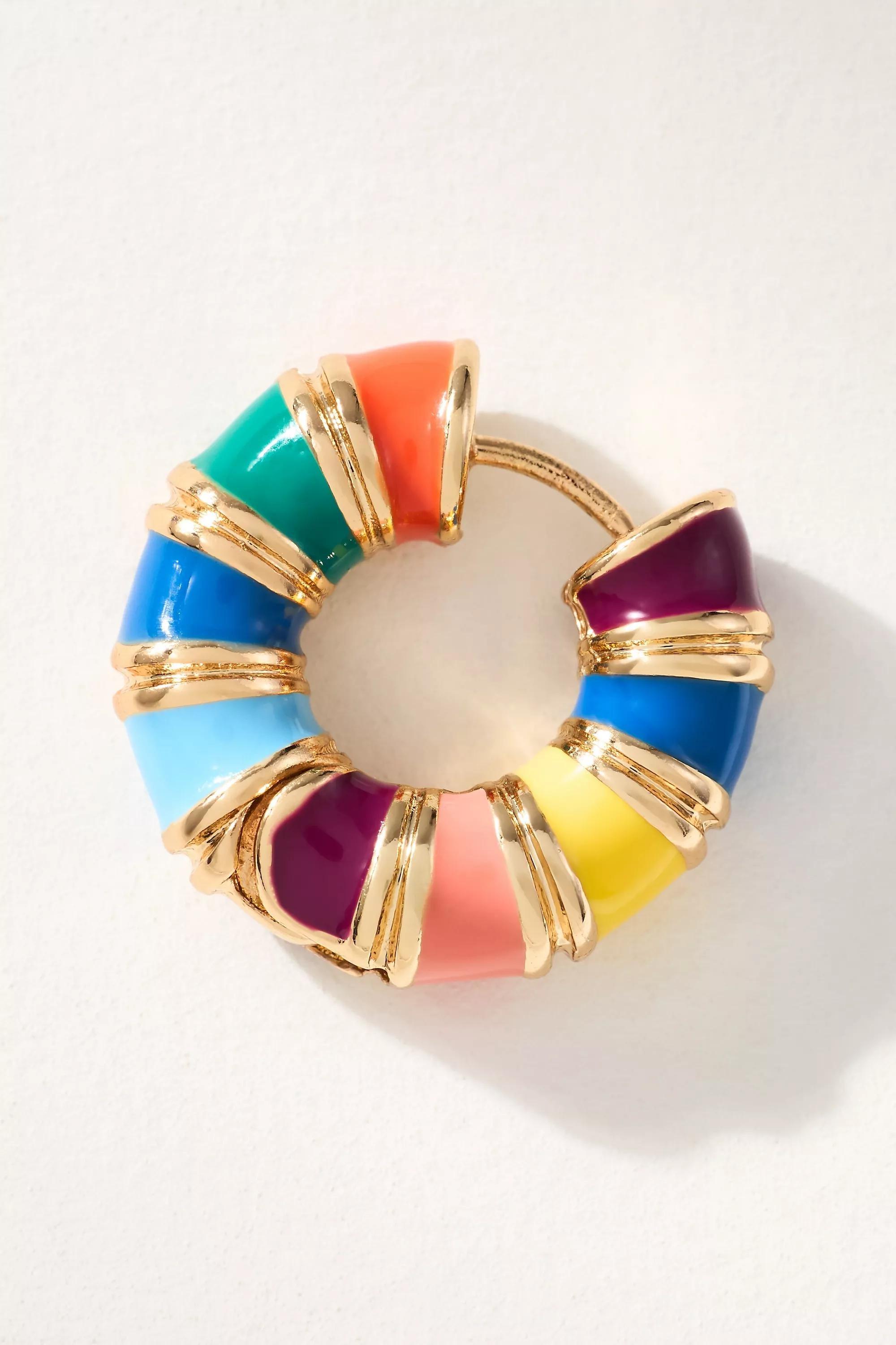 Colourful Huggie Hoop Earrings, Multicolour, A501_0000, large image number 1