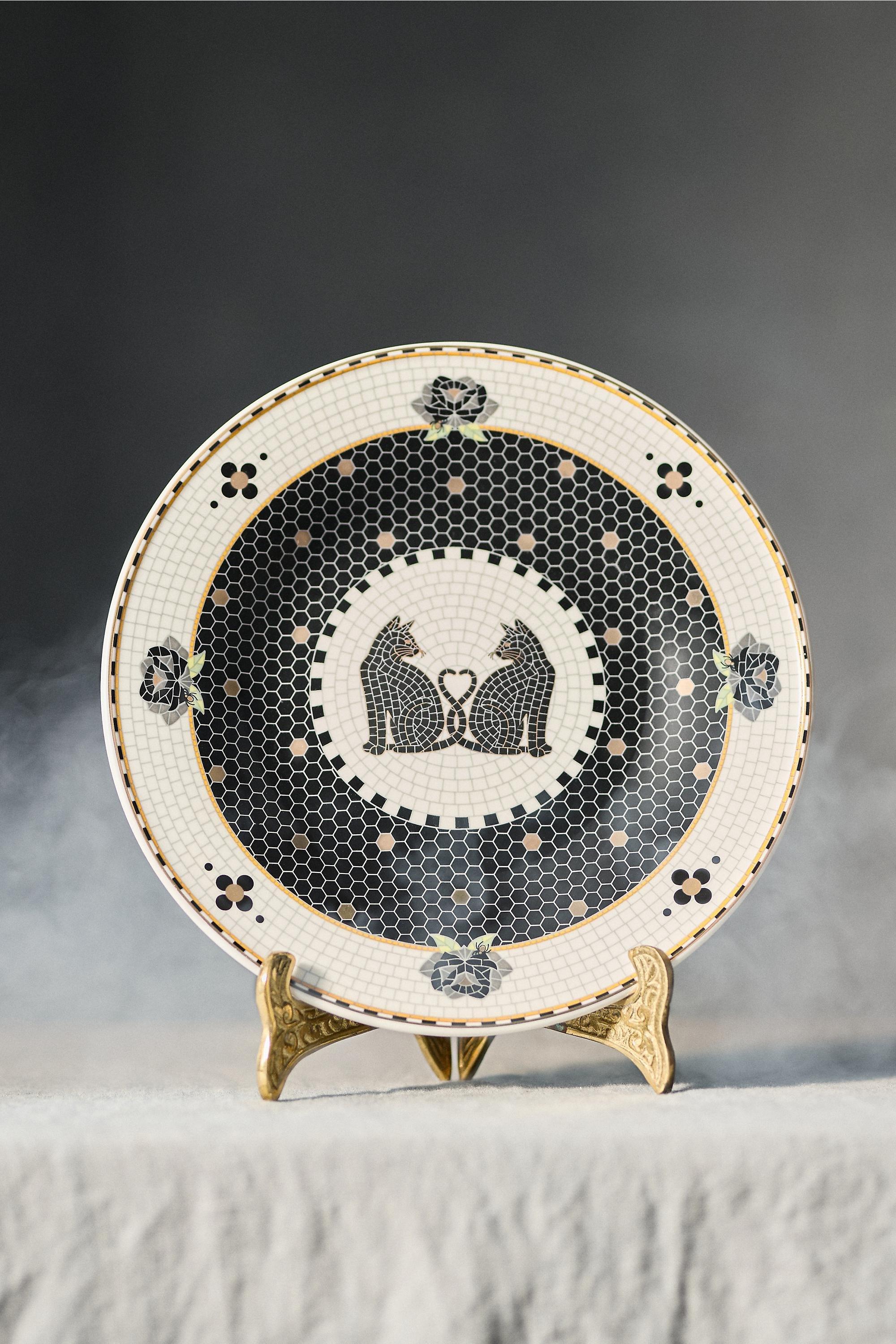 WHITE The Bistro Tile Stoneware Dessert Plate: Halloween Edition, White, large image number 0