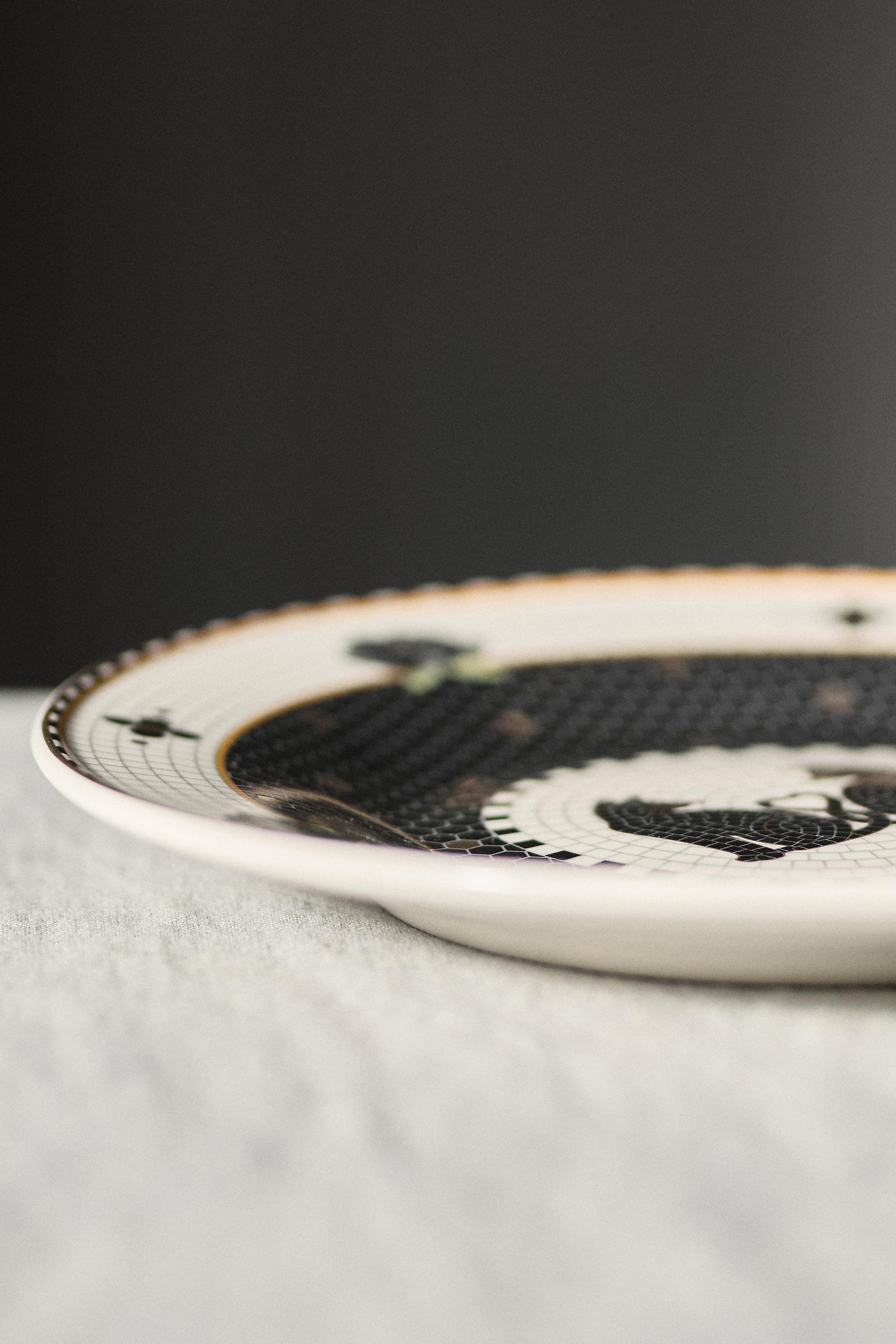 WHITE The Bistro Tile Stoneware Dessert Plate: Halloween Edition, White, medium