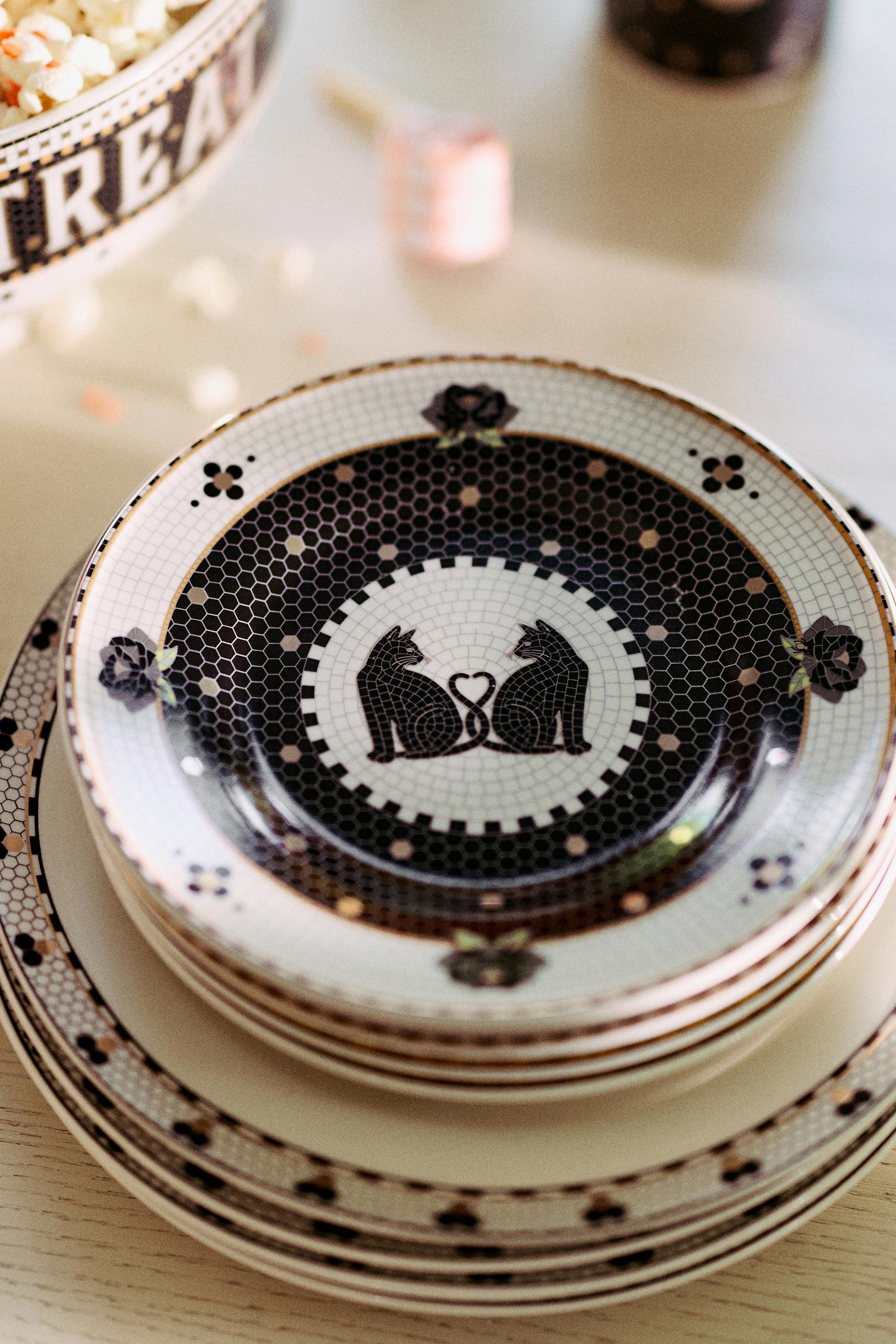 WHITE The Bistro Tile Stoneware Dessert Plate: Halloween Edition, White, large image number 3