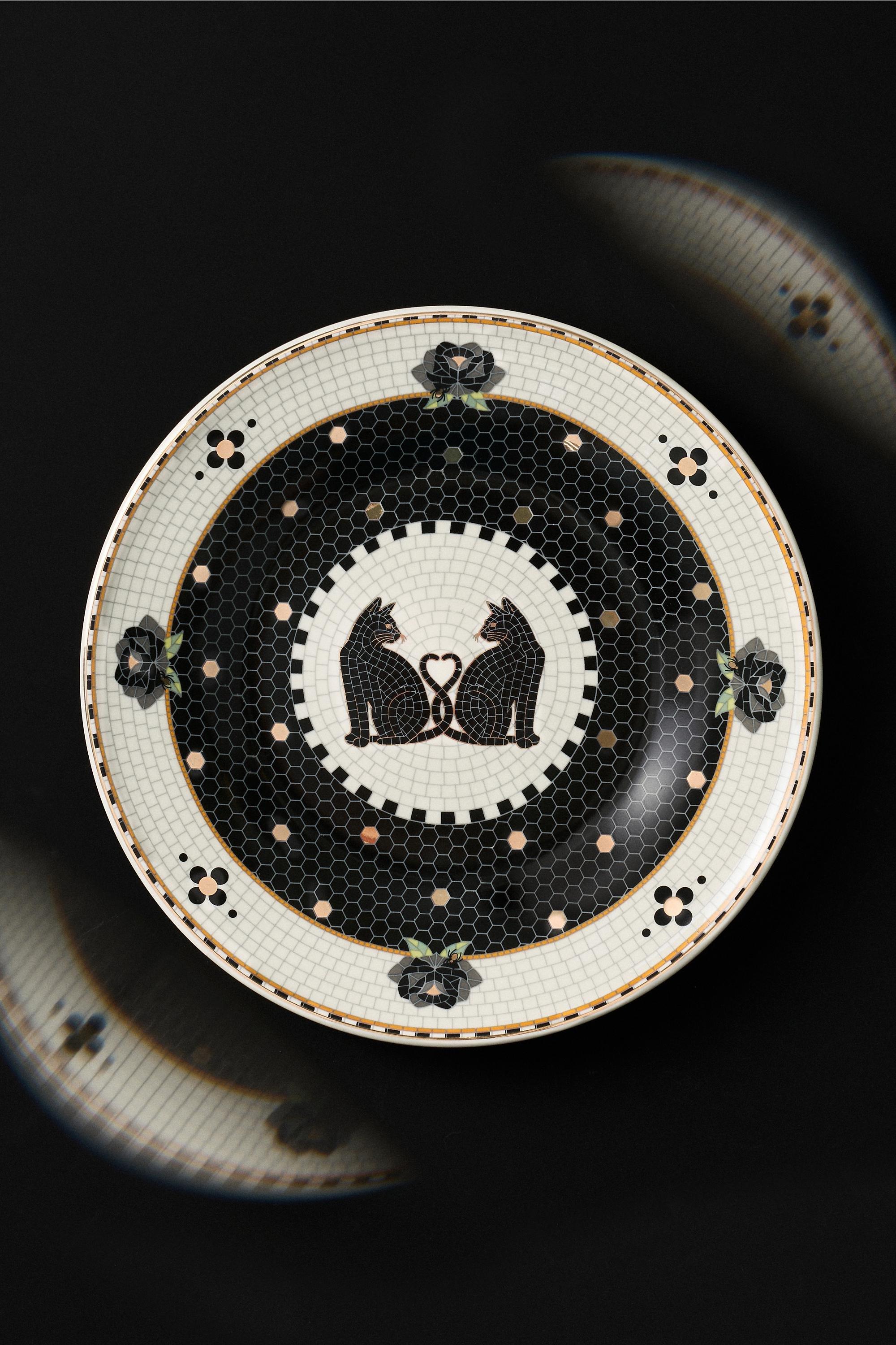 WHITE The Bistro Tile Stoneware Dessert Plate: Halloween Edition, White, large image number 5