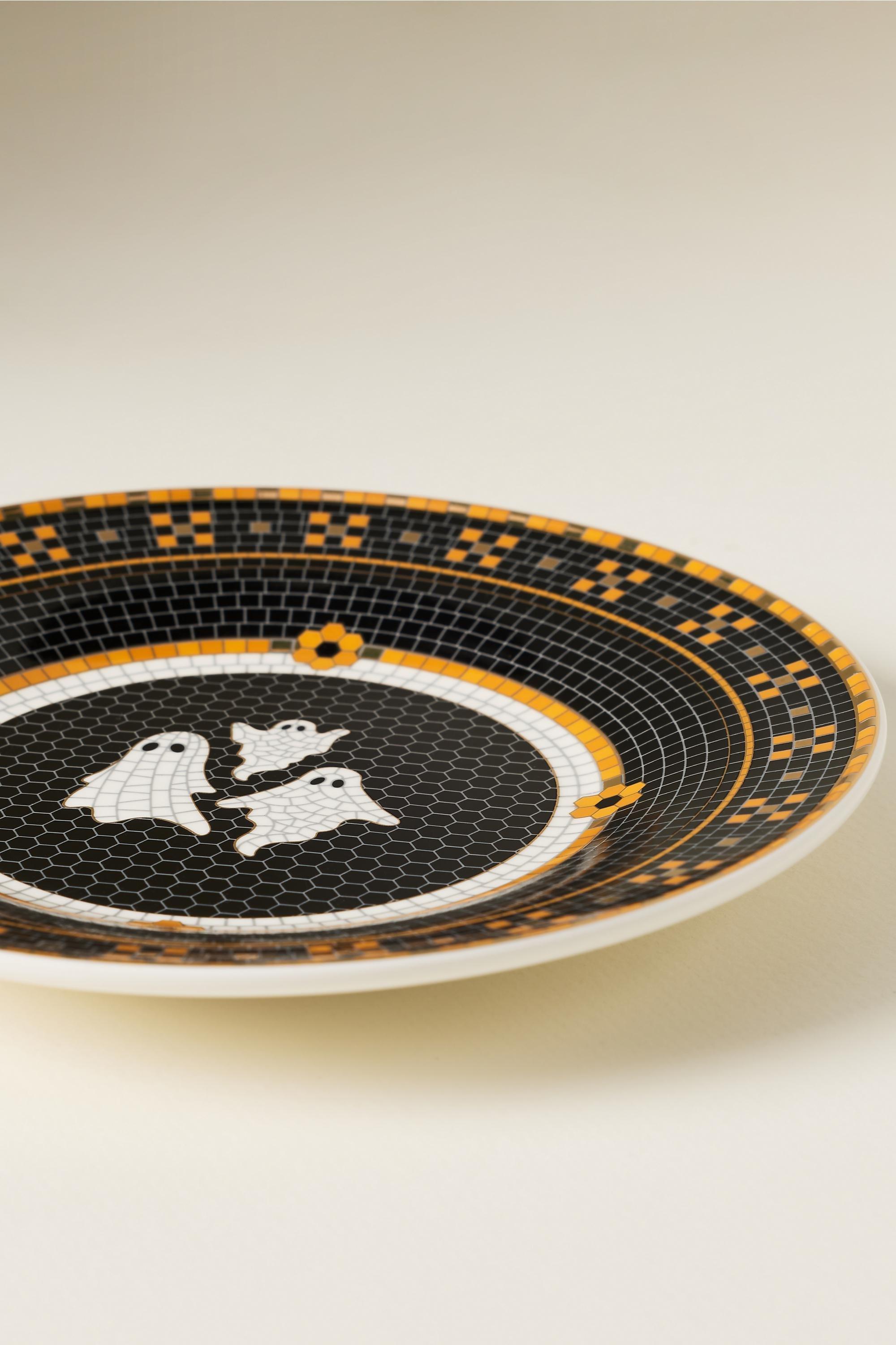 The Bistro Tile Stoneware Dessert Plate: Halloween Edition, White, large image number 4