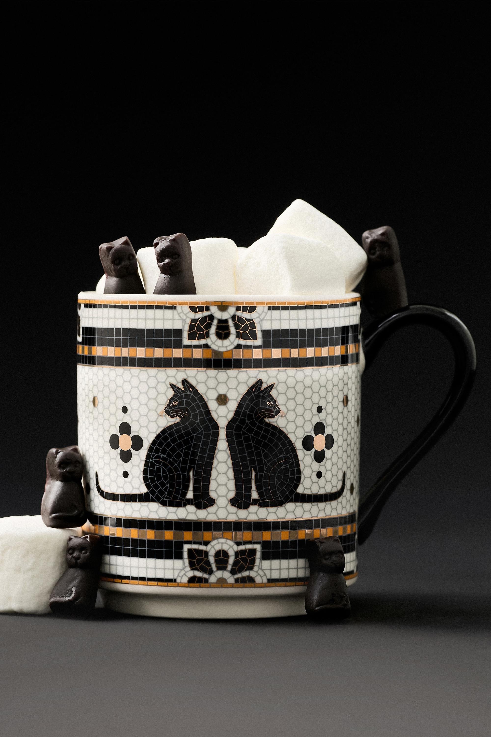 WHITE The Bistro Tile Stoneware Mug: Halloween Edition, White, medium