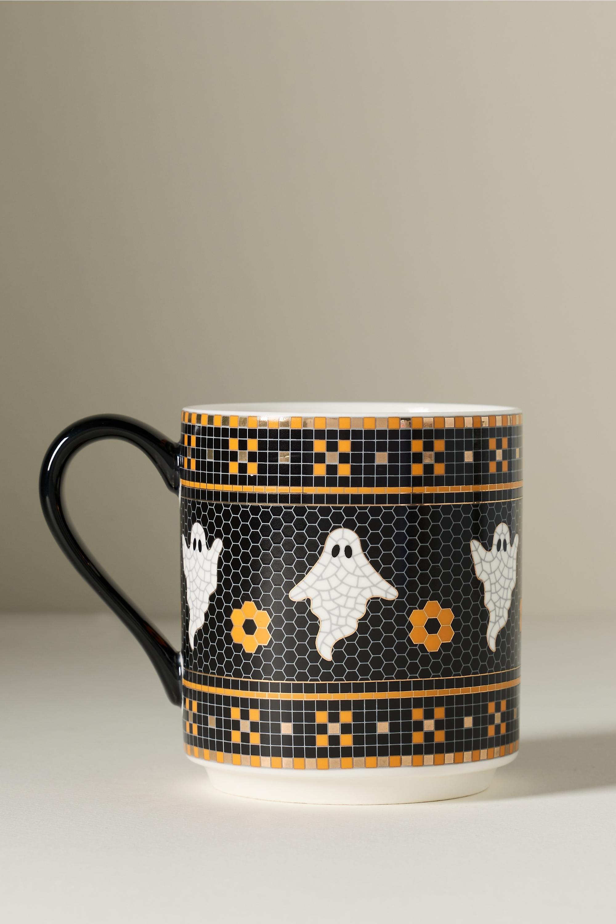 The Bistro Tile Stoneware Mug: Halloween Edition, White, medium