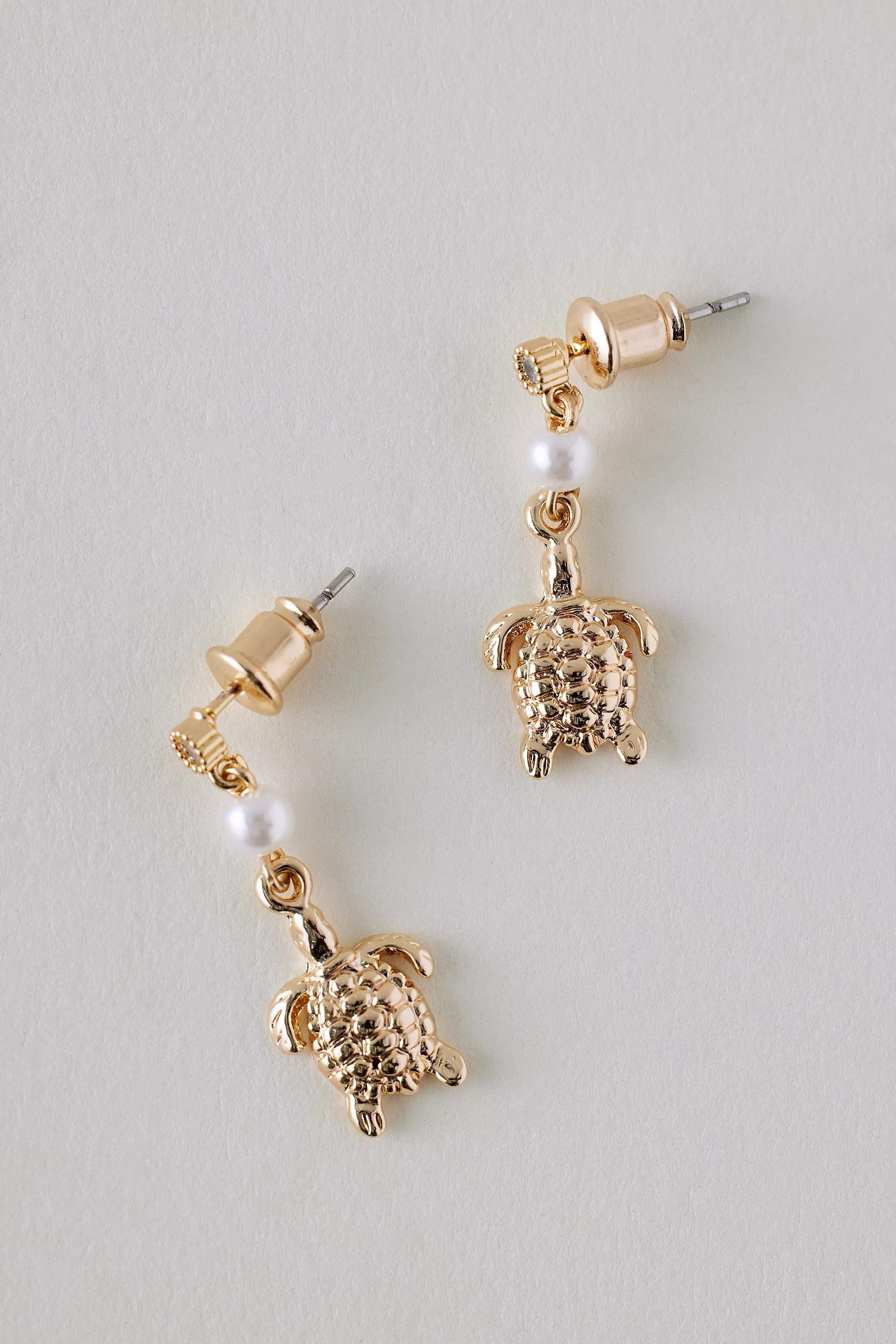 14K Gold-Plated Turtle Drop Earrings, A501_0070, large image number 0