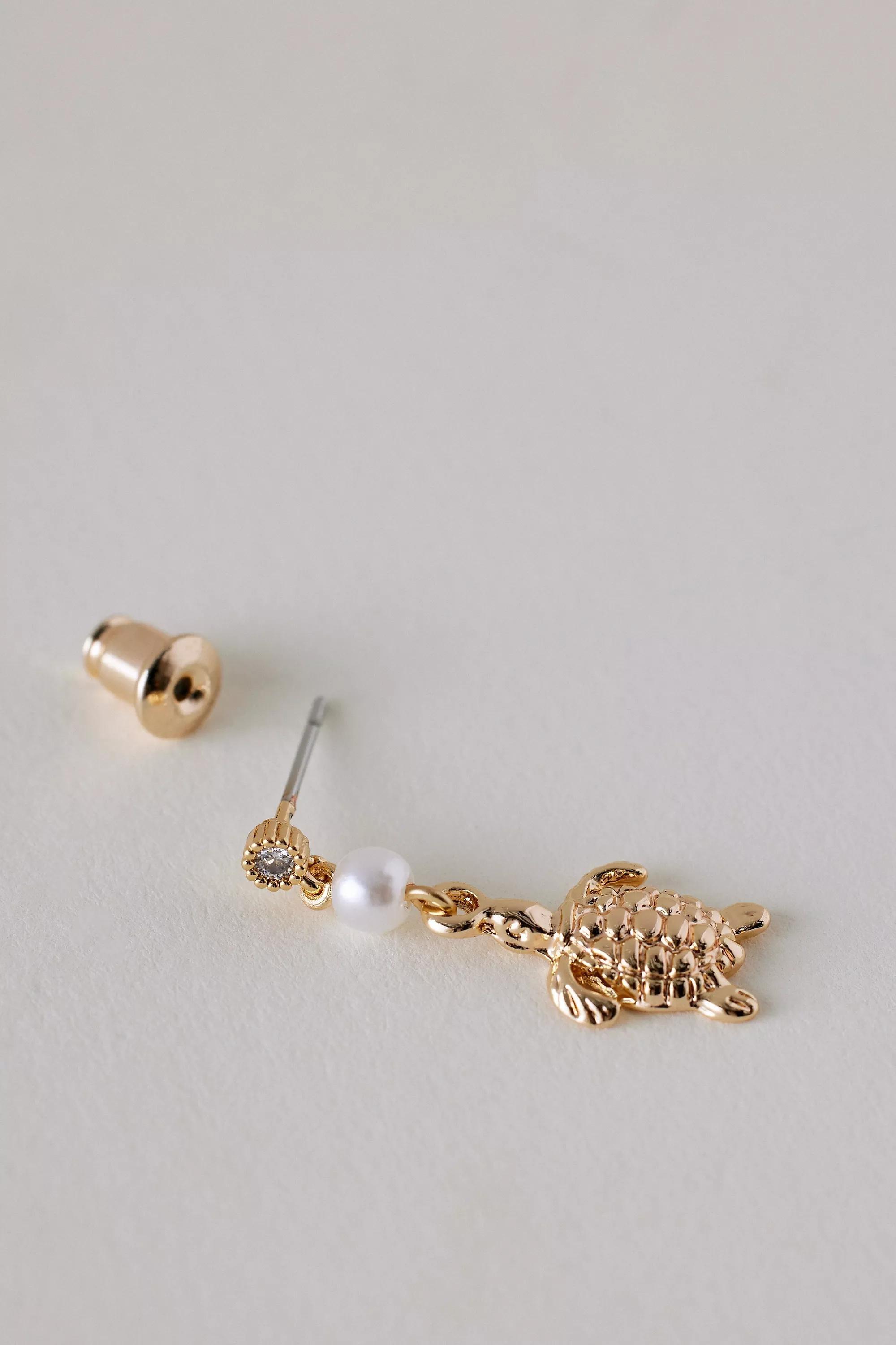 14K Gold-Plated Turtle Drop Earrings, A501_0070, large image number 1