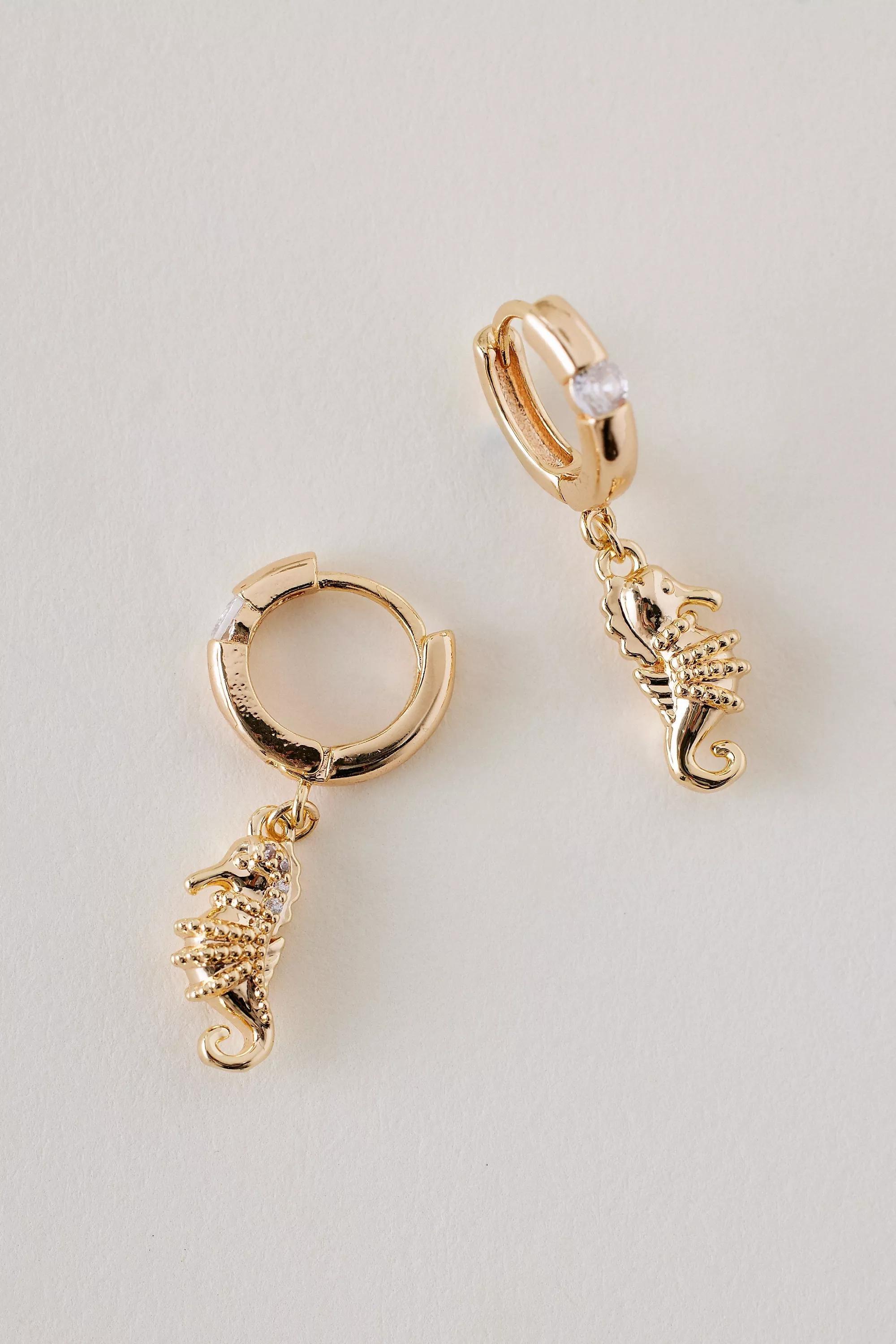 Anthropologie Charm Hoop Earrings, Gold, A501_0070, large image number 0