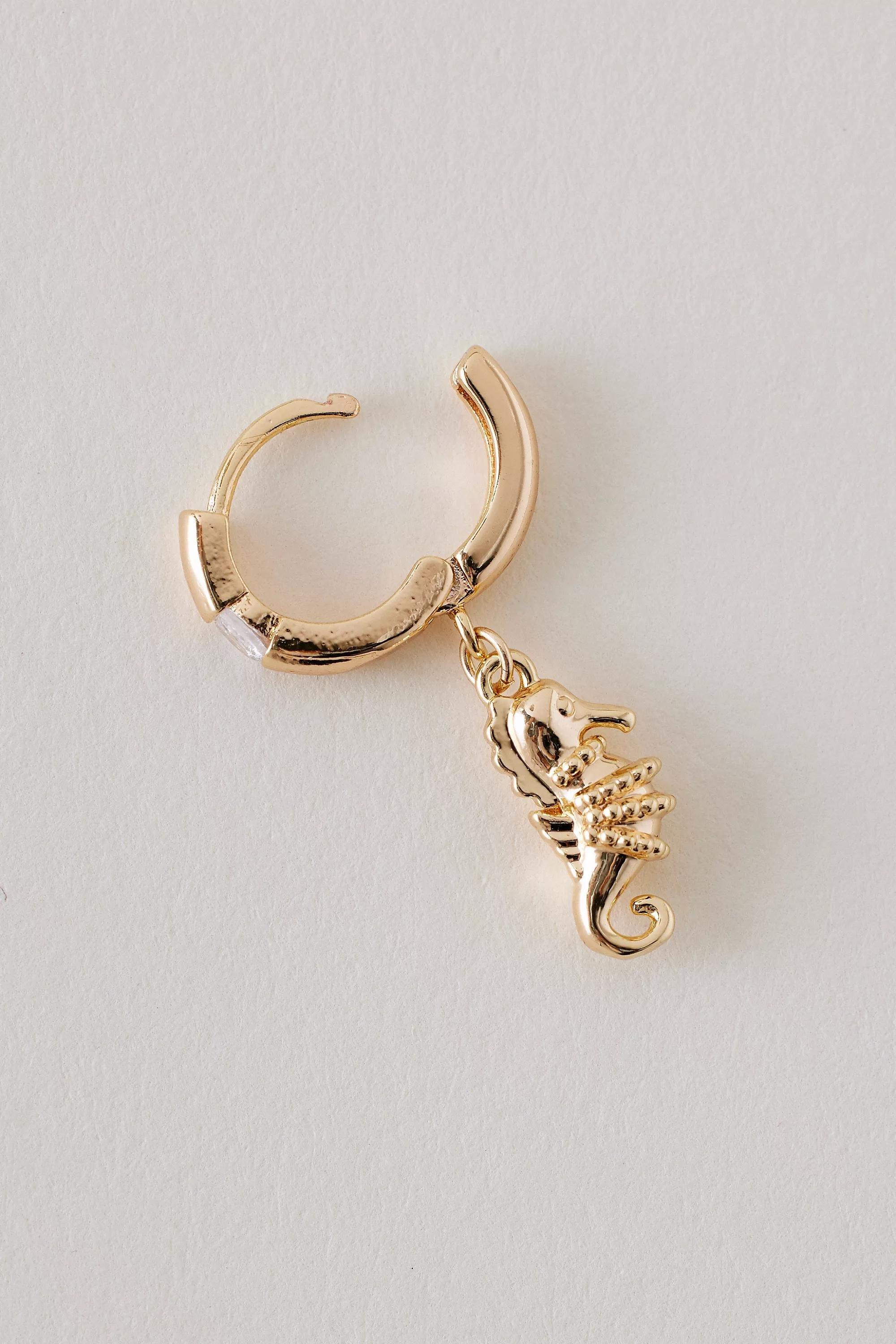 Anthropologie Charm Hoop Earrings, Gold, A501_0070, large image number 1