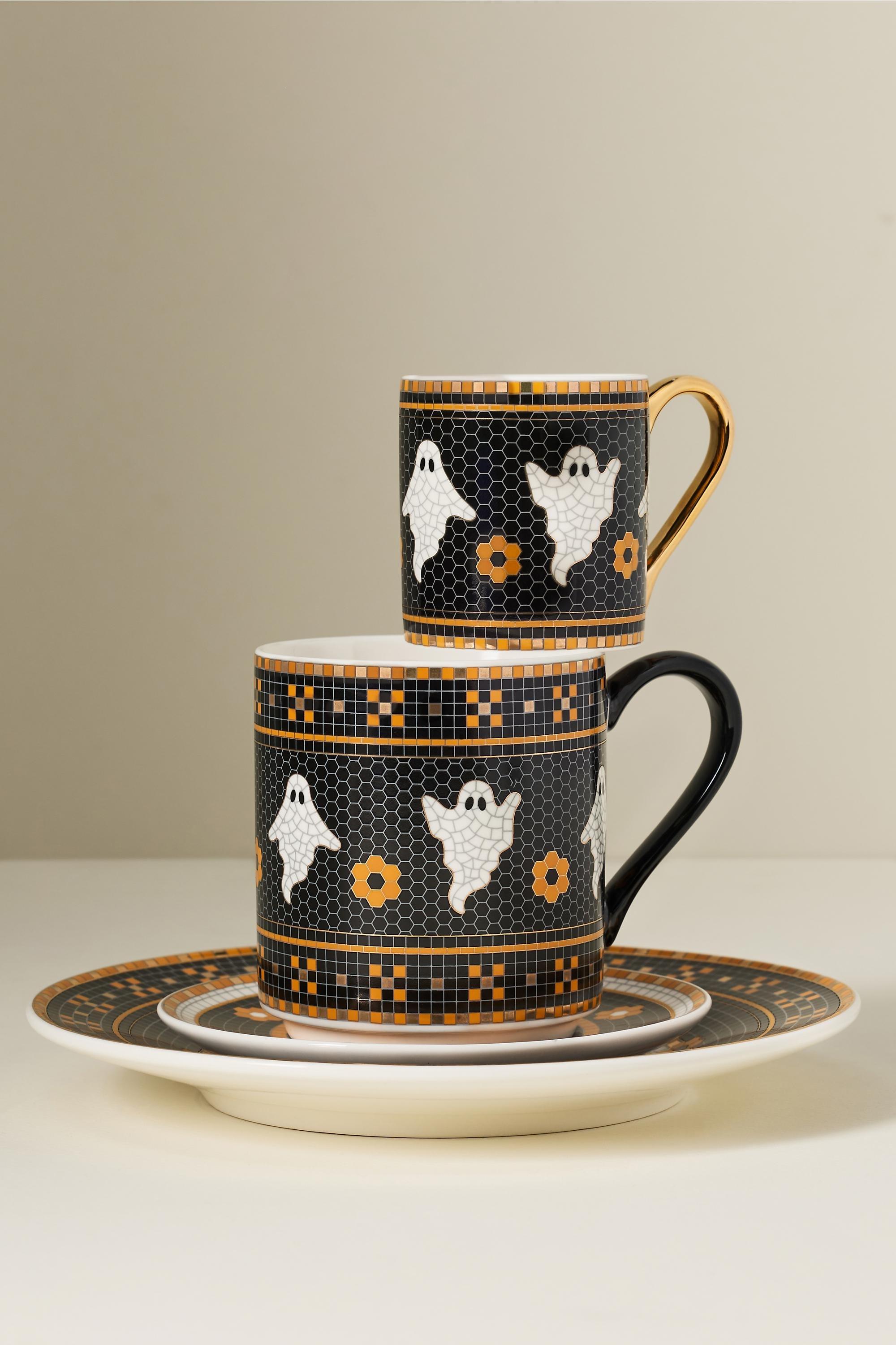 The Bistro Tile Stoneware Espresso Cup: Halloween Edition, White, large image number 3