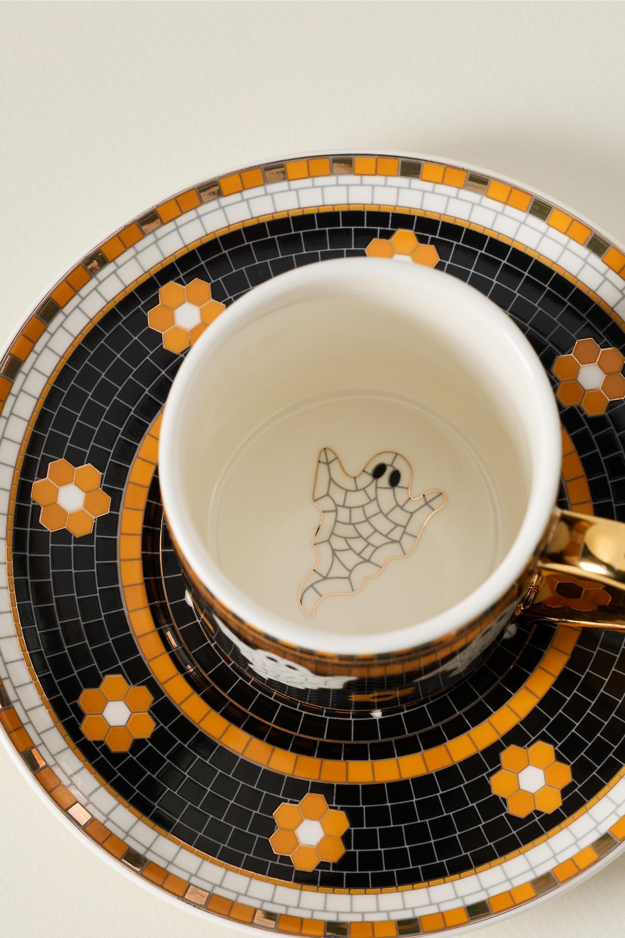 The Bistro Tile Stoneware Espresso Cup: Halloween Edition, White, large image number 5