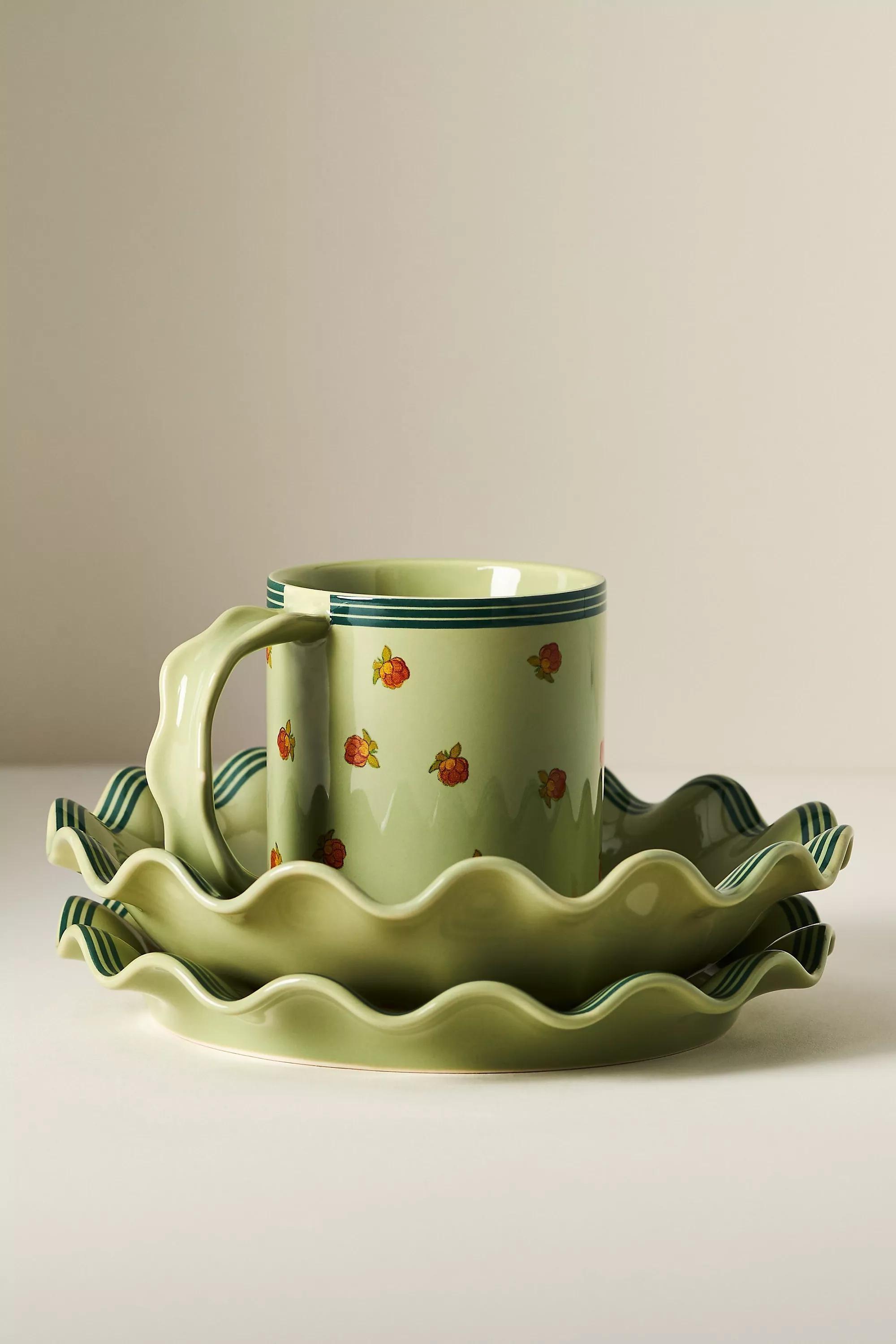 Georgie Stoneware Dessert Plate, Green, A501_0030, large image number 2